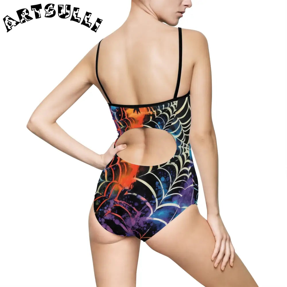 JAKKOUTTHEBXX Colorful Spider Web One-Piece Swimsuit 2025