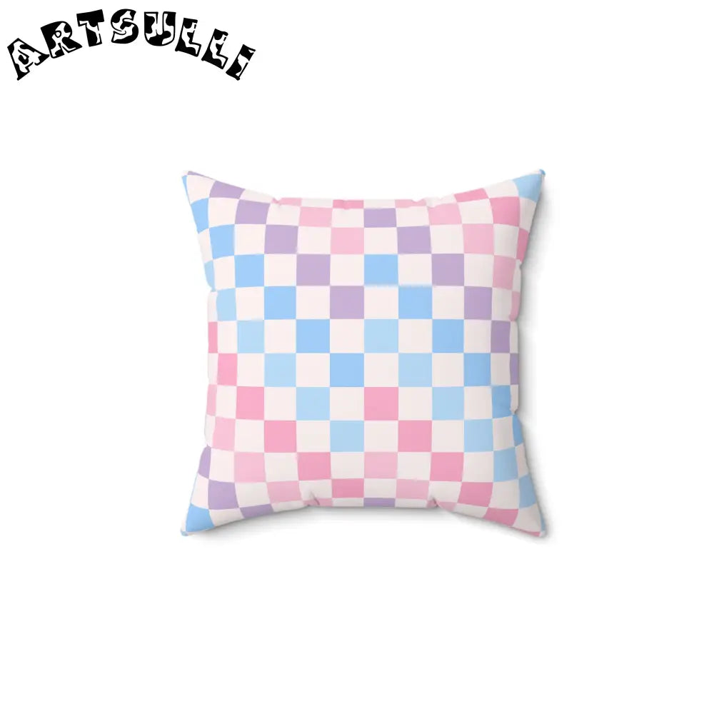 JAKKOUTTHEBXX Checkerboard Pink and Blue Spun Polyester Square