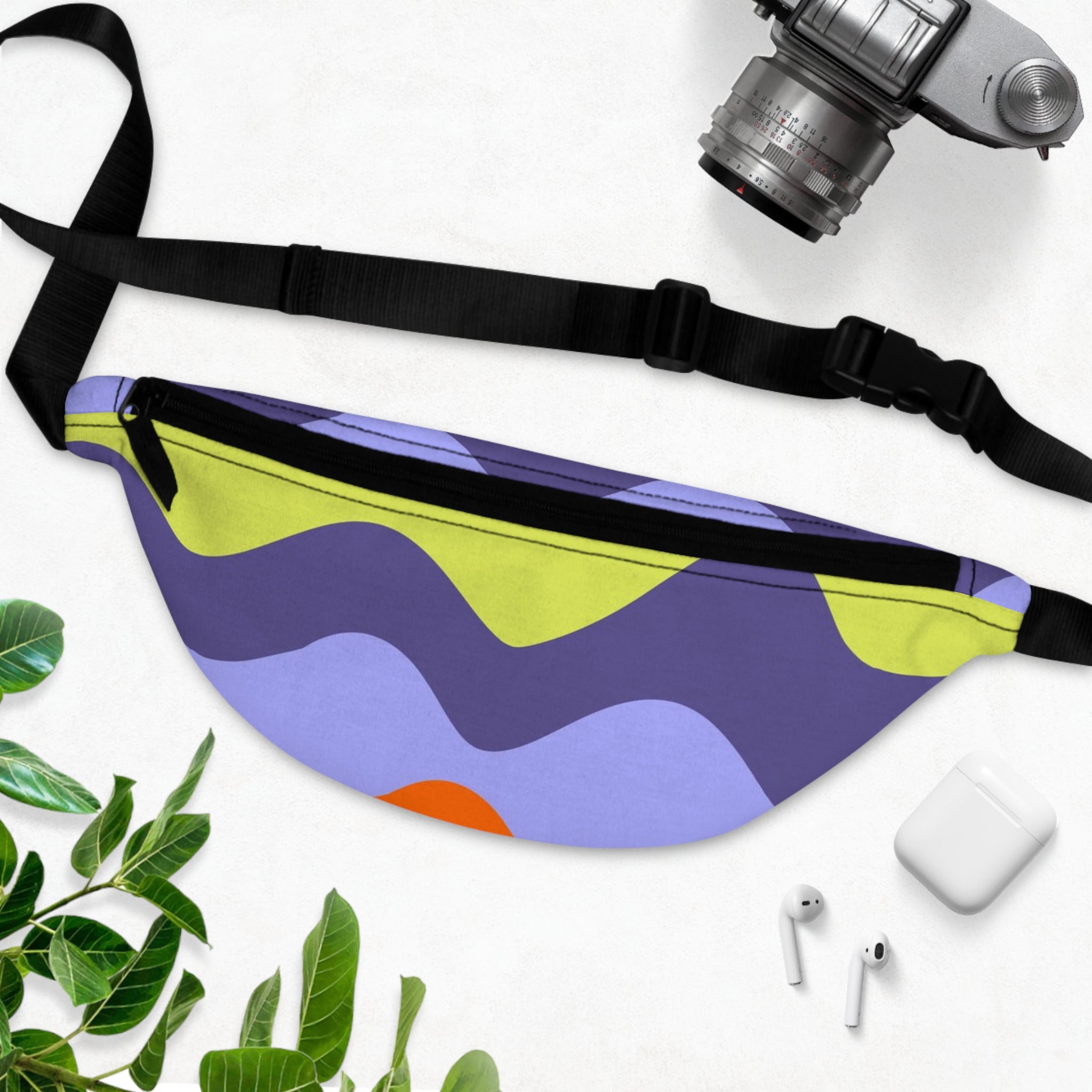 Waves Yellow and Blue Fanny Pack, Artsulli - Art is Long, Life is Short, Bags, , , , , , , 