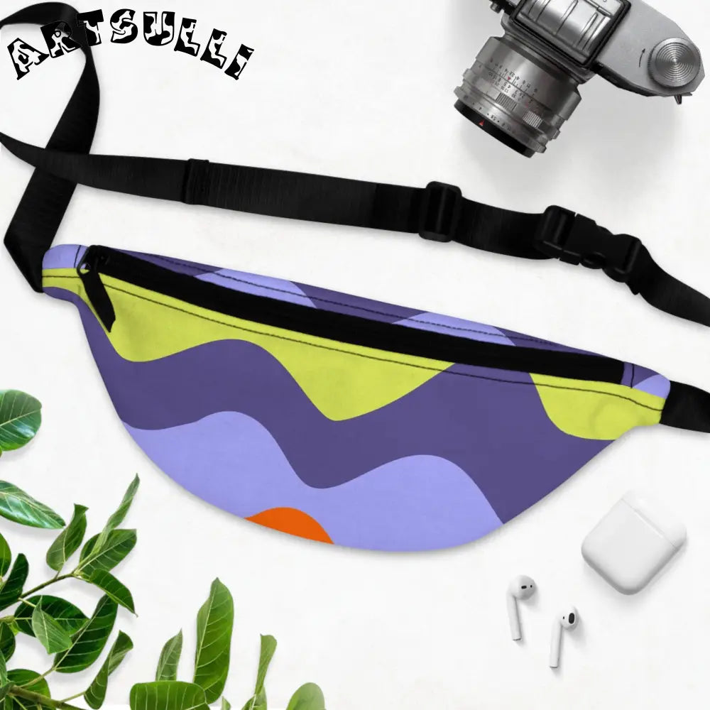 JAKKOUTTHEBXX Waves Yellow and Blue Fanny Pack JAKKOUTTHEBXX