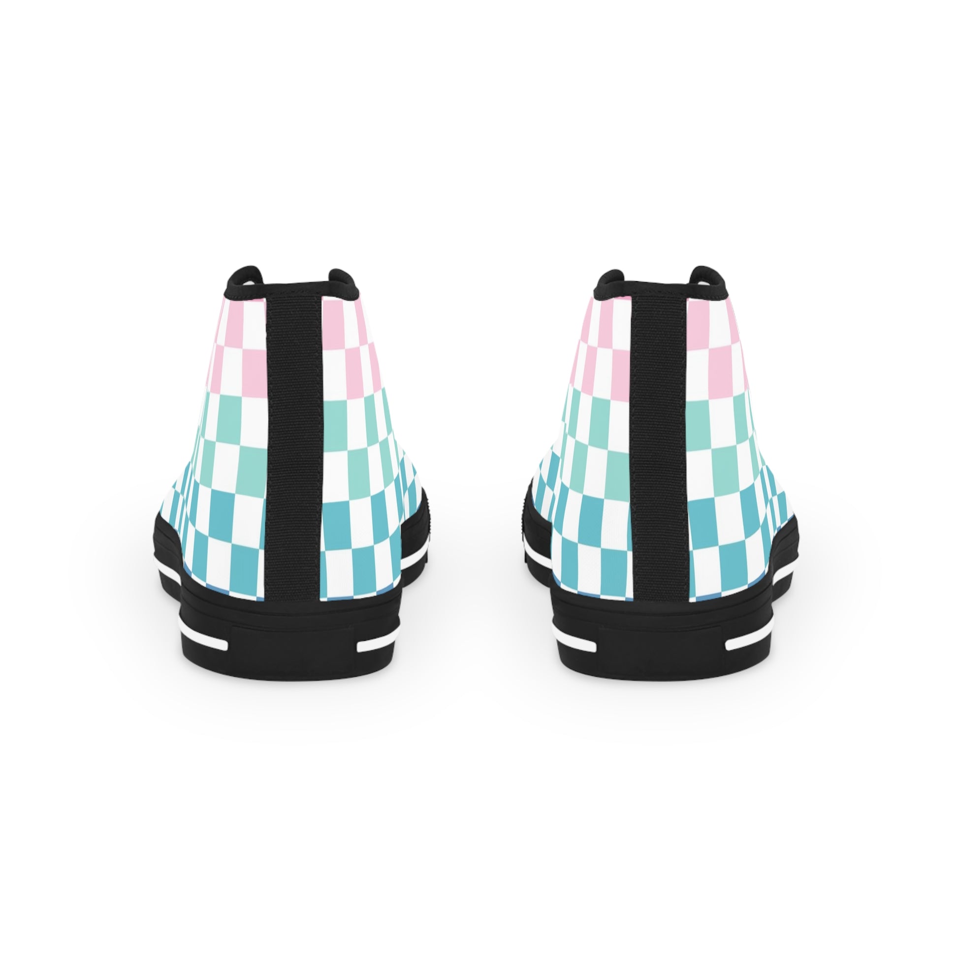 Vaporwave Rainbow  Checkerboard II Multi-Color Men's High Top Sneakers, Artsulli - Art is Long, Life is Short, Shoes, , , , , , , 
