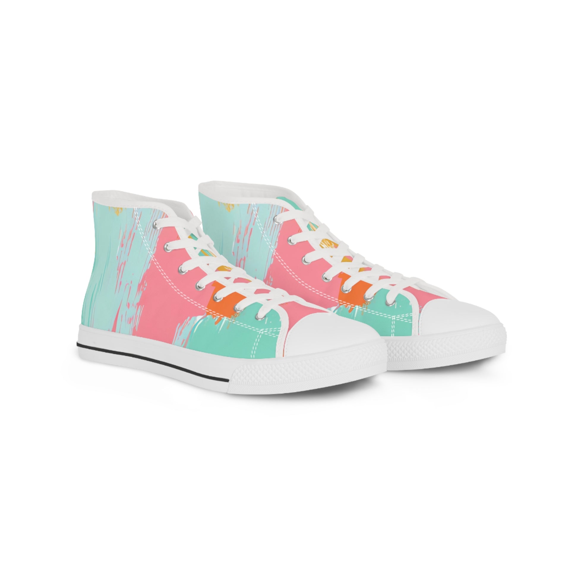 Preppy Pixel Bloom II Men's High Top Sneakers, Artsulli - Art is Long, Life is Short, Shoes, Size, US 5, Color, White sole, , , 32620990437859072230