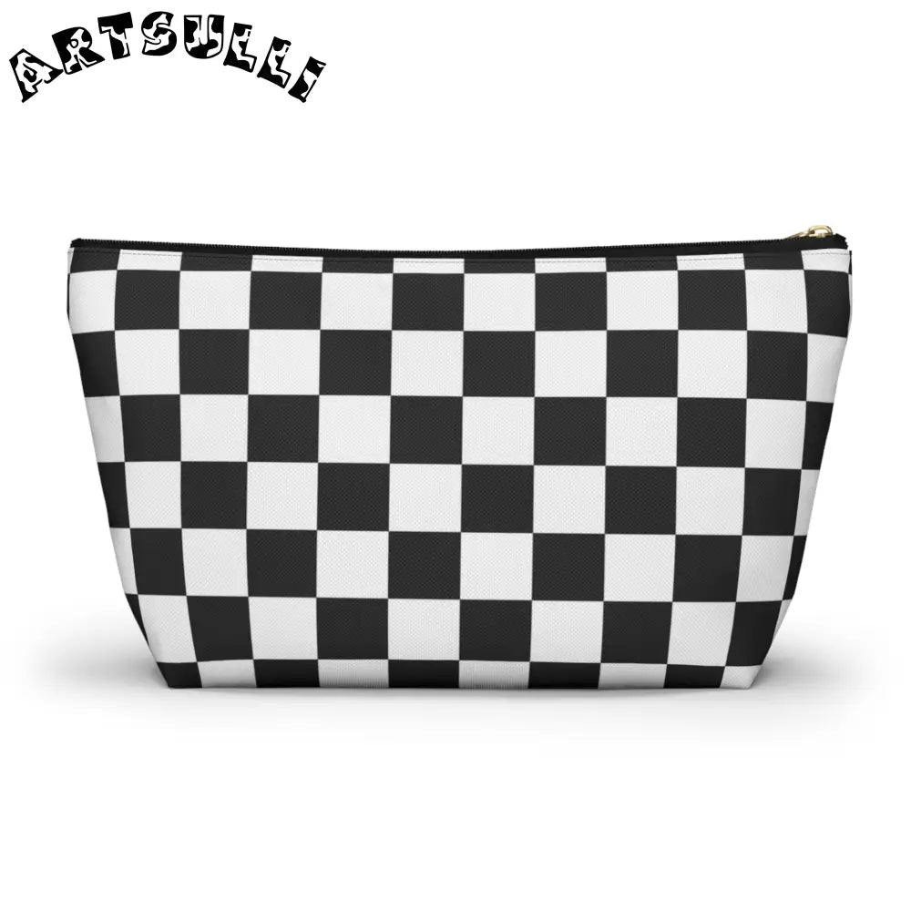 JAKKOUTTHEBXX Checkerboard White and Black Accessory Pouch w