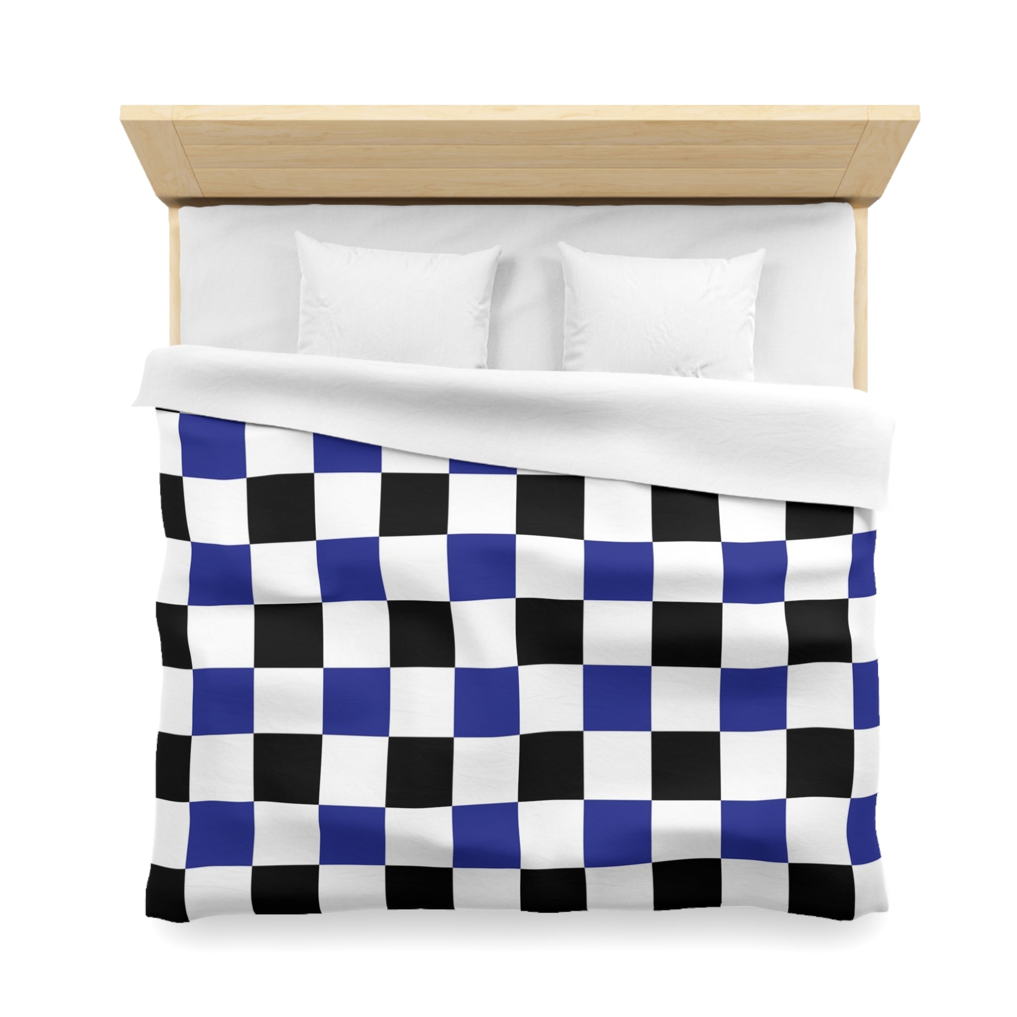 Checkerboard Blue White and Black Microfiber Duvet Cover, Artsulli - Art is Long, Life is Short, Home Decor, , , , , , , 