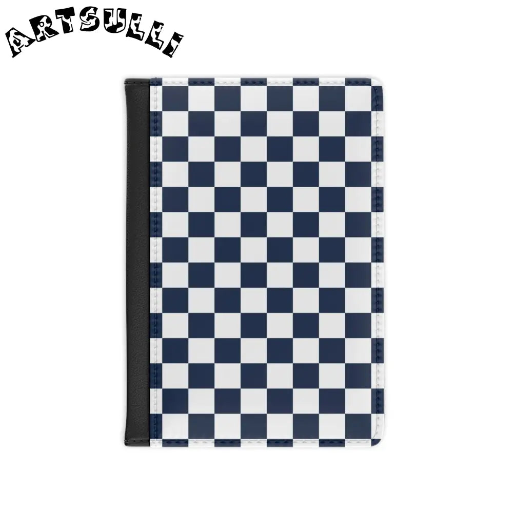 JAKKOUTTHEBXX Checkerboard White and Navy Blue Passport Cover