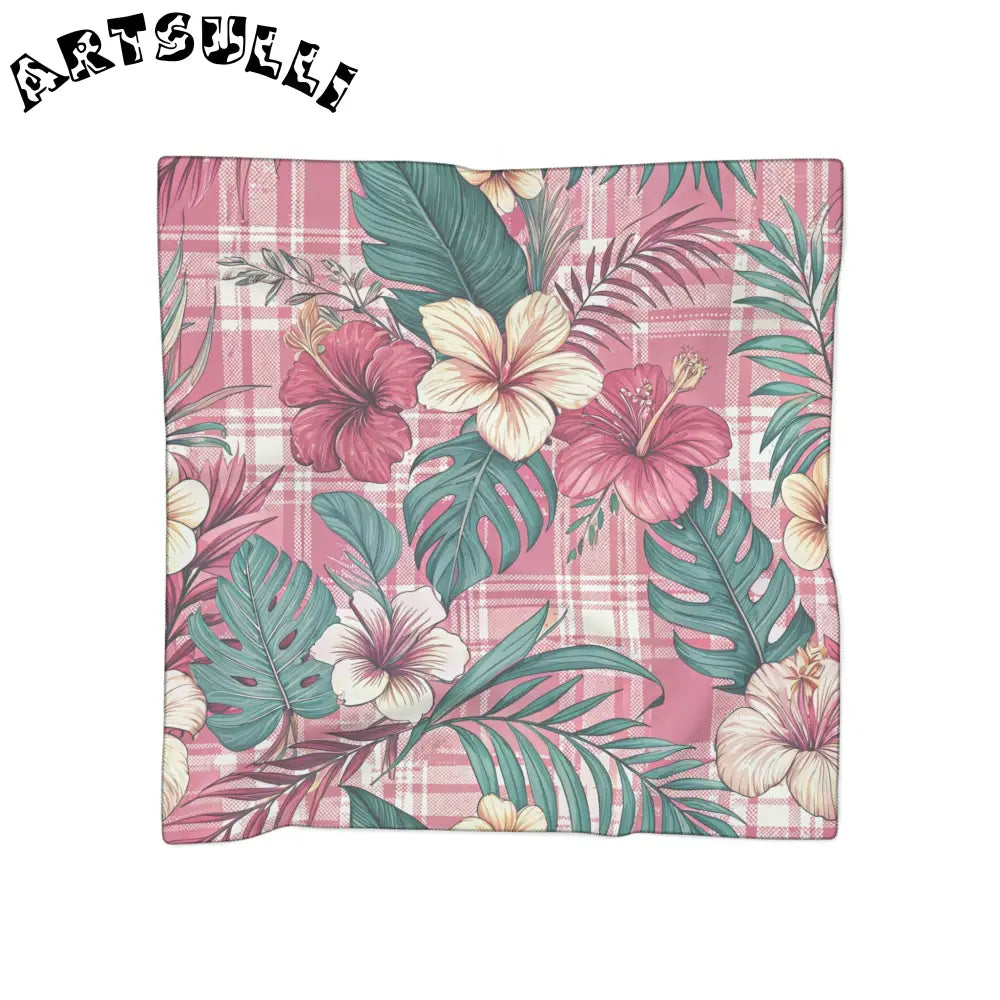 JAKKOUTTHEBXX Plaid x Floral Pink and Green Poly Scarf JAKKOUTTHEBXX