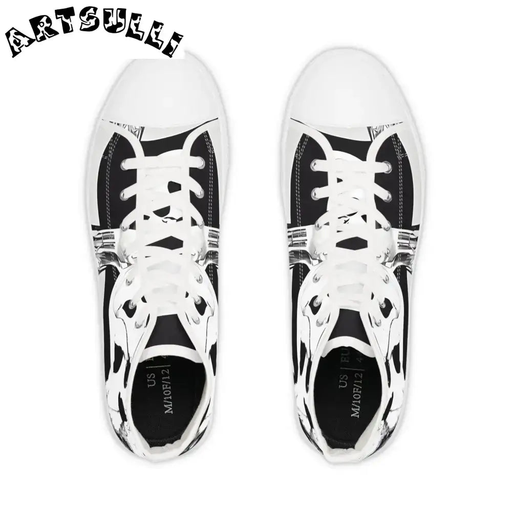 JAKKOUTTHEBXX Black and white patterned high top canvas sneakers