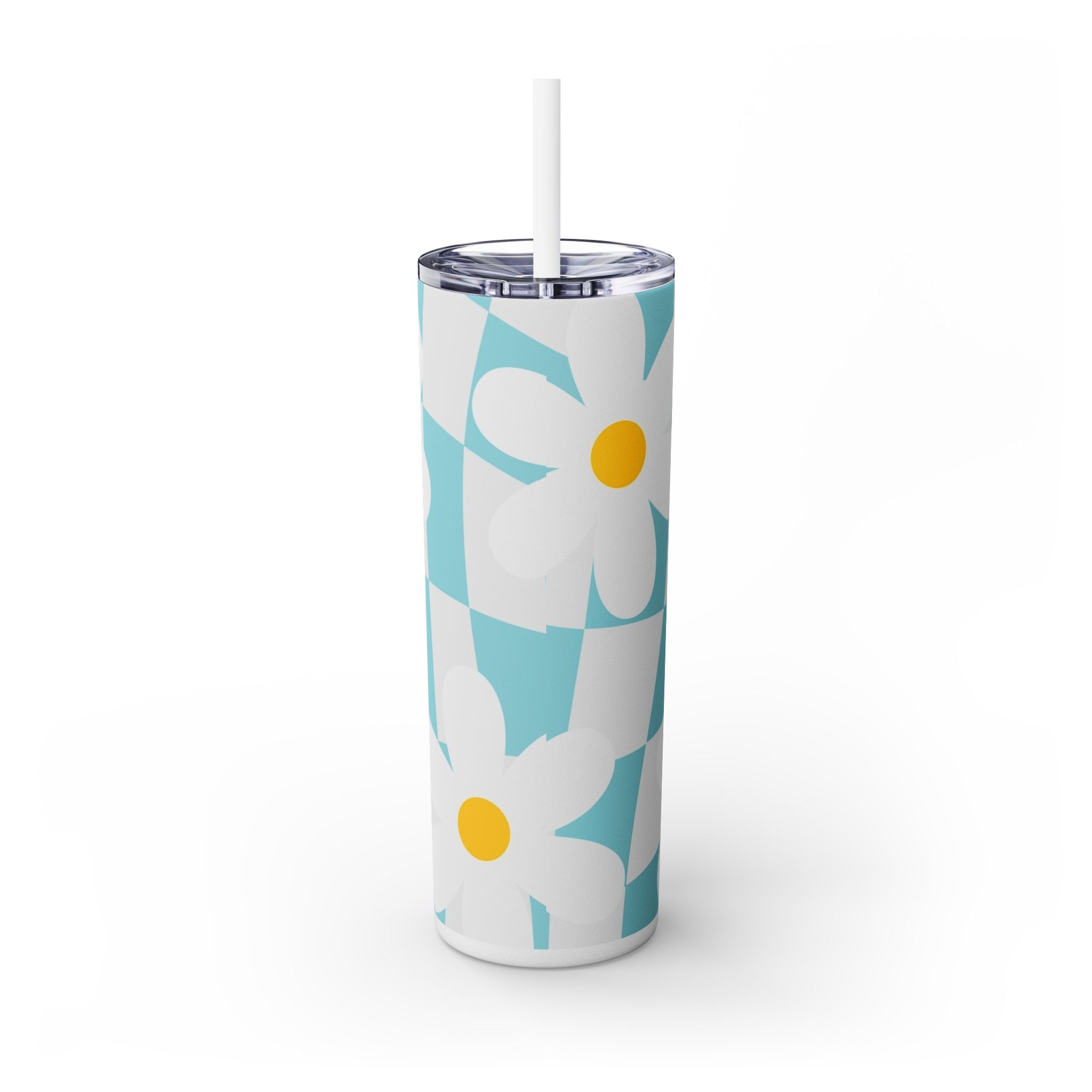 Trippy Check Garden Skinny Tumbler with Straw, 20oz, Artsulli - Art is Long, Life is Short, Mug, , , , , , , 