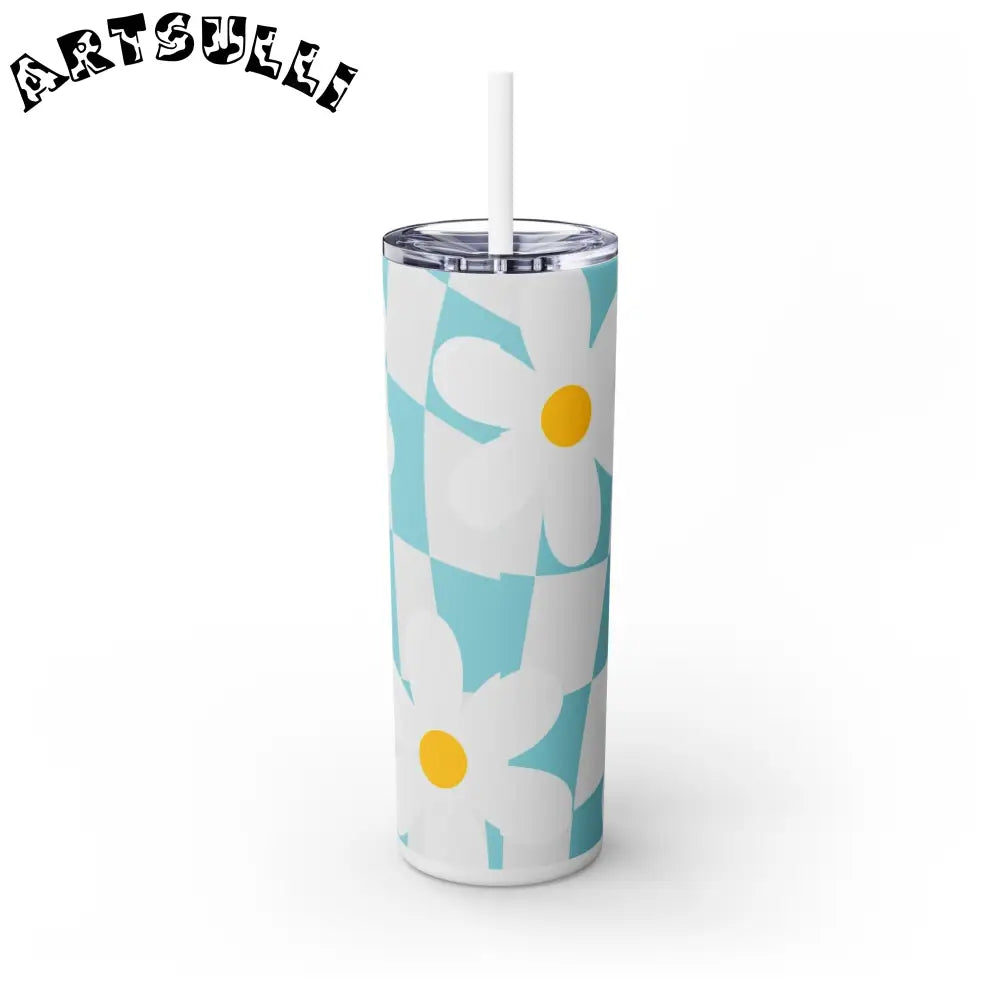 JAKKOUTTHEBXX Trippy Check Garden Skinny Tumbler with Straw 20oz
