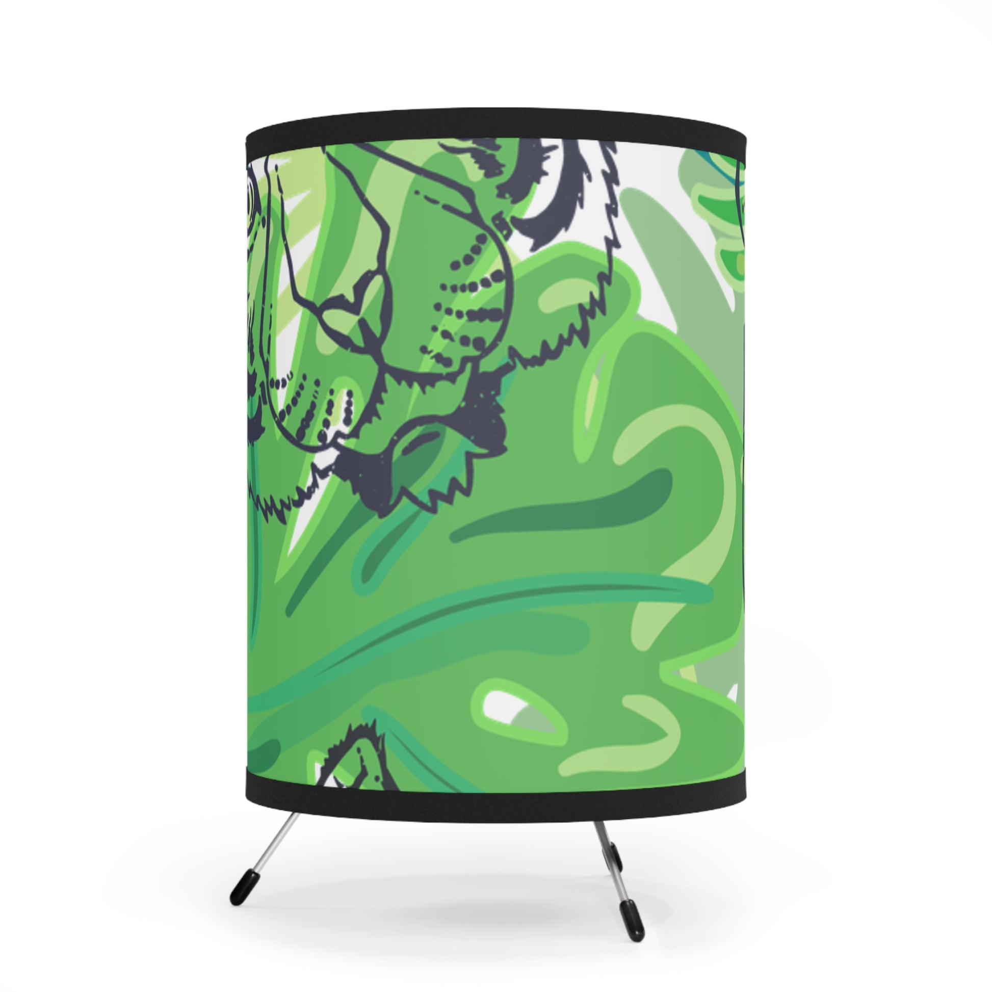 Tropical Jungle Tigers Green Tripod Lamp with High-Res Printed Shade, US\CA plug, Artsulli - Art is Long, Life is Short, Home Decor, , , , , , , 