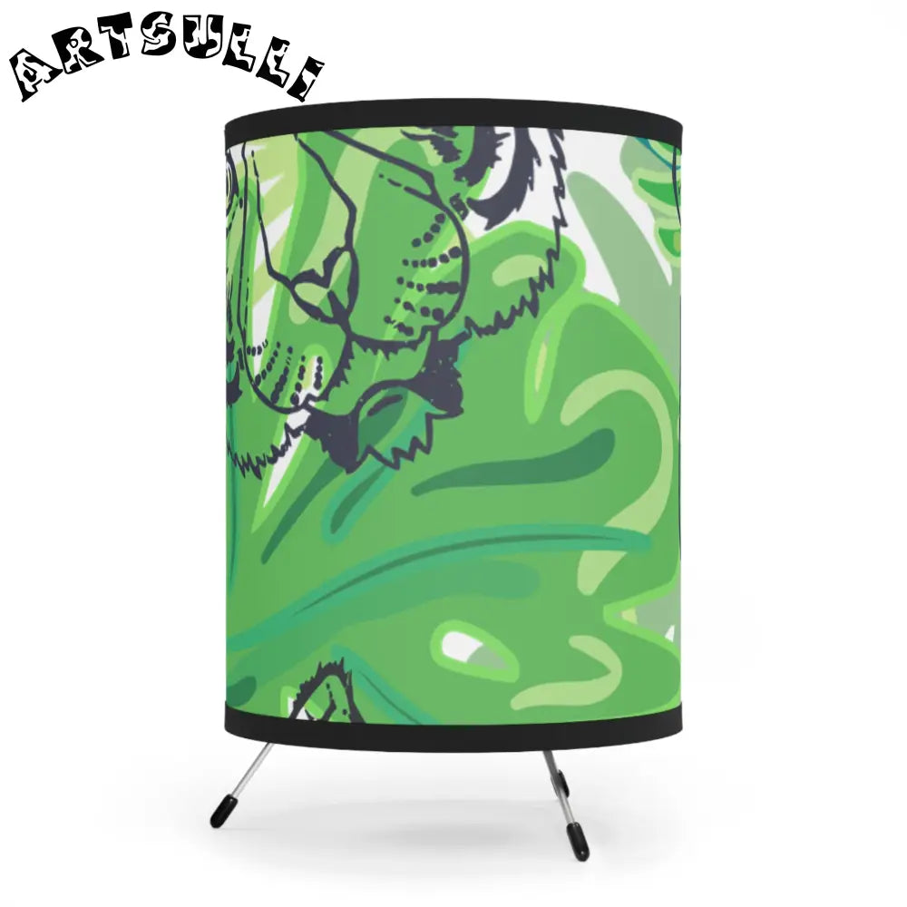 JAKKOUTTHEBXX Tropical Jungle Tigers Green Tripod Lamp with High-Res