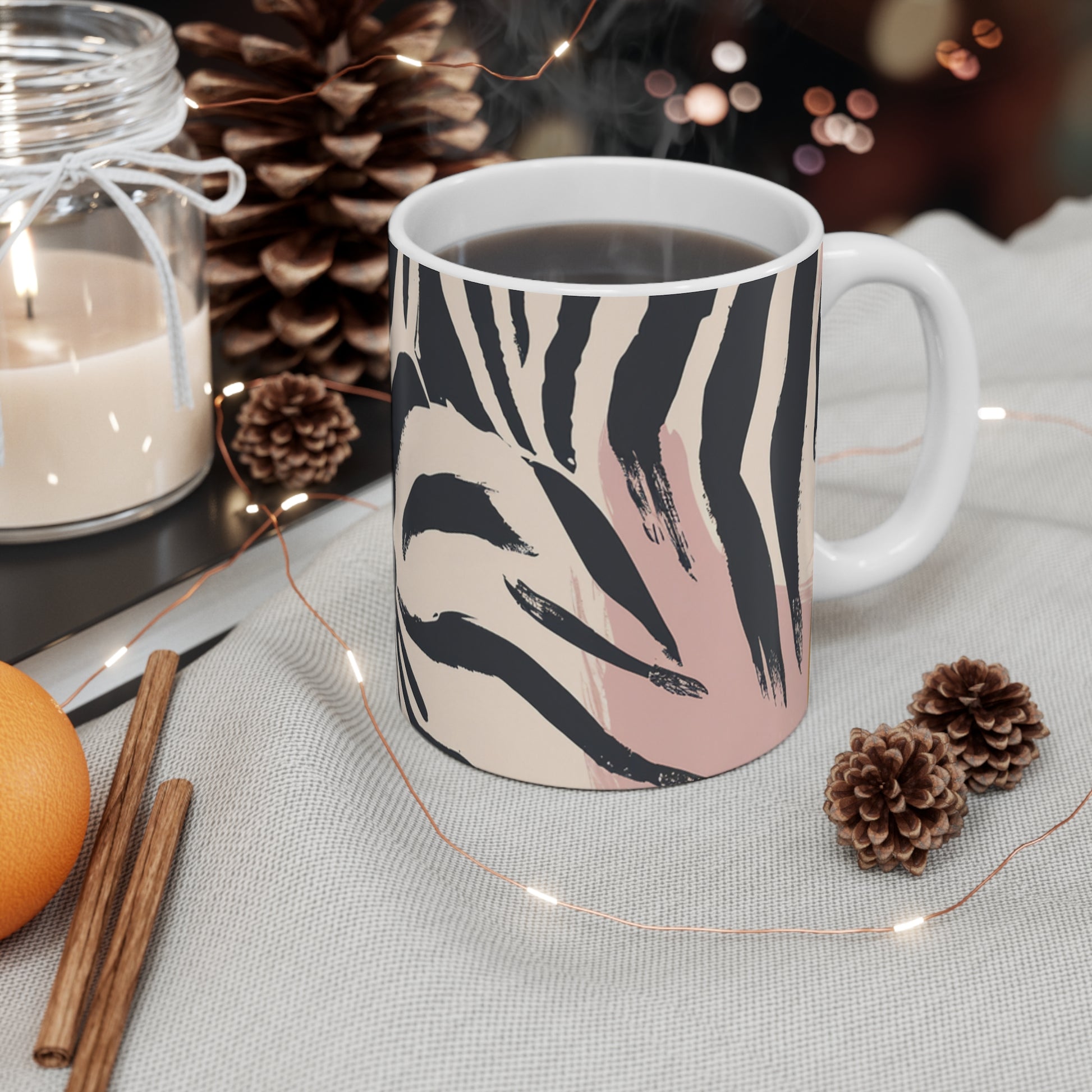 Zebra Brush Strokes Mug 11oz, Artsulli - Art is Long, Life is Short, Mug, , , , , , , 