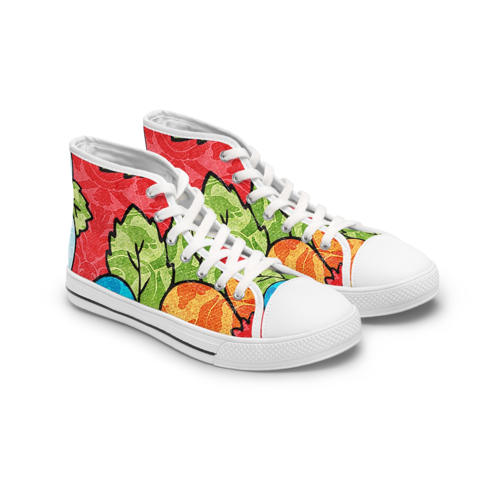 Groovy Red Floral Kl II Women's High Top Sneakers, Artsulli - Art is Long, Life is Short, Shoes, Size, US 5.5, Color, White sole, , , 13640812226110275982