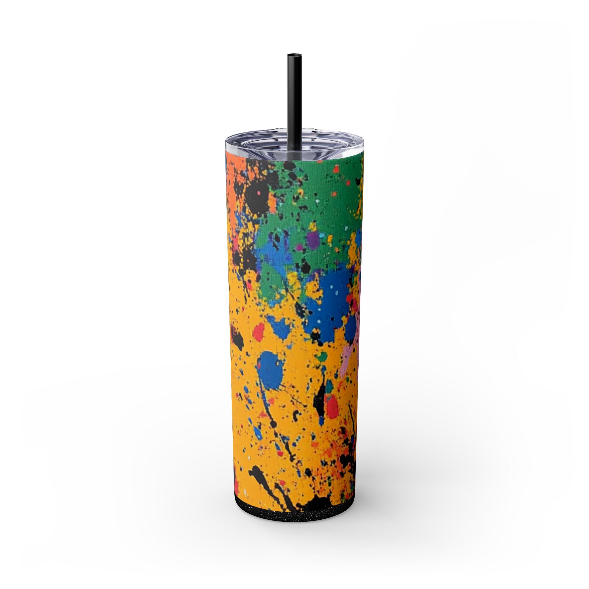 The Colors Of Paint Splatter Skinny Tumbler with Straw, 20oz, Artsulli - Art is Long, Life is Short, Mug, Finish, Glossy, Color, Glitter Black, Size, 20oz, 12626512587573