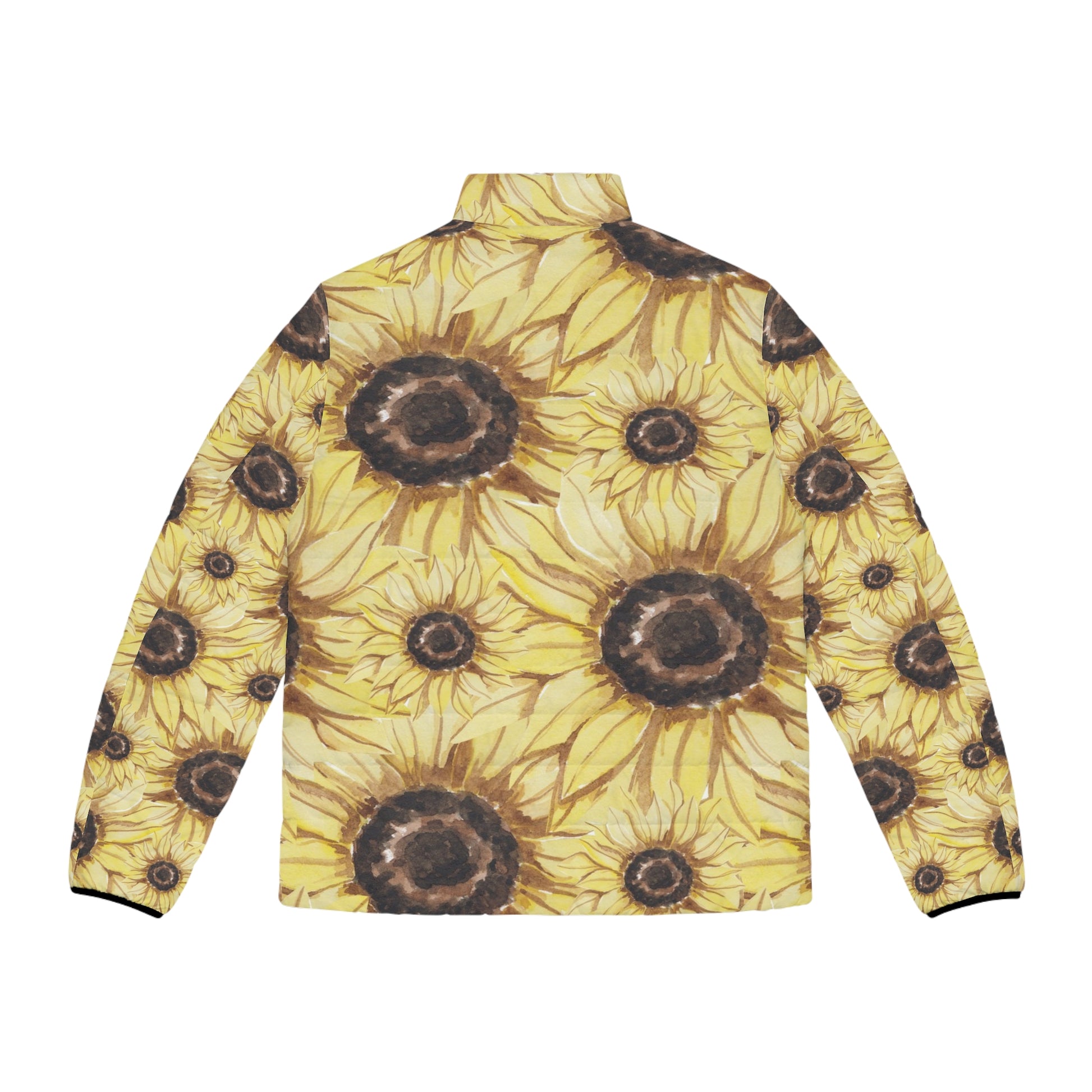 Retro Anime Sunflower Men's Puffer Jacket (AOP), Artsulli - Art is Long, Life is Short, All Over Prints, , , , , , , 