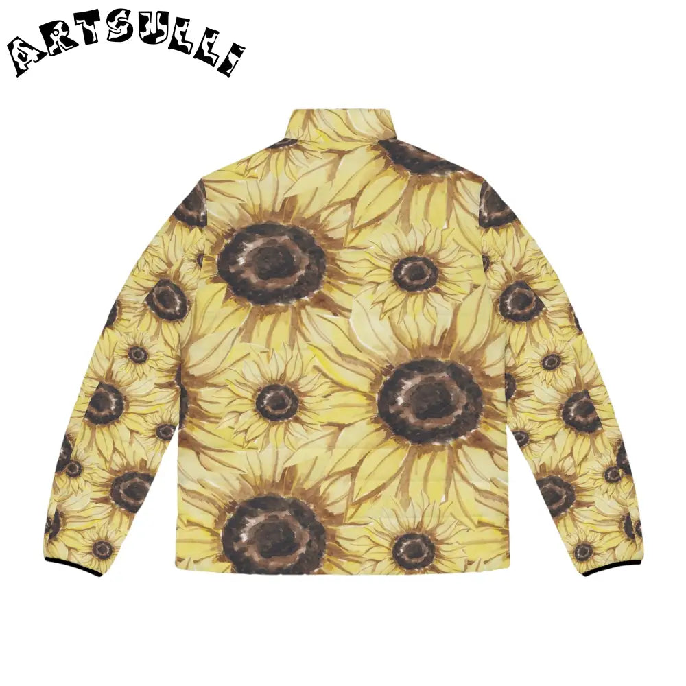 JAKKOUTTHEBXX Retro Anime Sunflower Men’s Puffer Jacket (AOP)