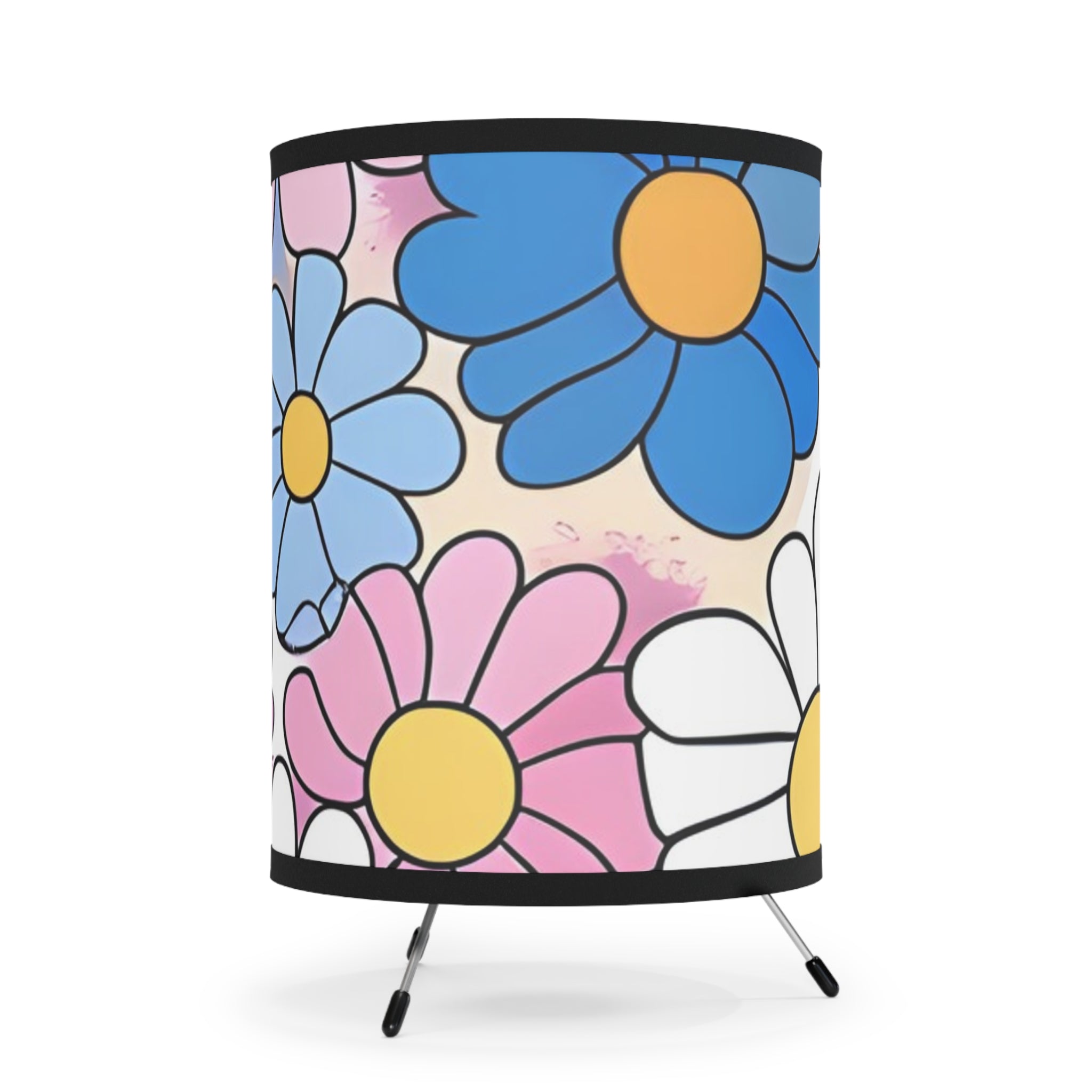 Flower Hour Purple and Blue Tripod Lamp with High-Res Printed Shade, US\CA plug, Artsulli - Art is Long, Life is Short, Home Decor, , , , , , , 