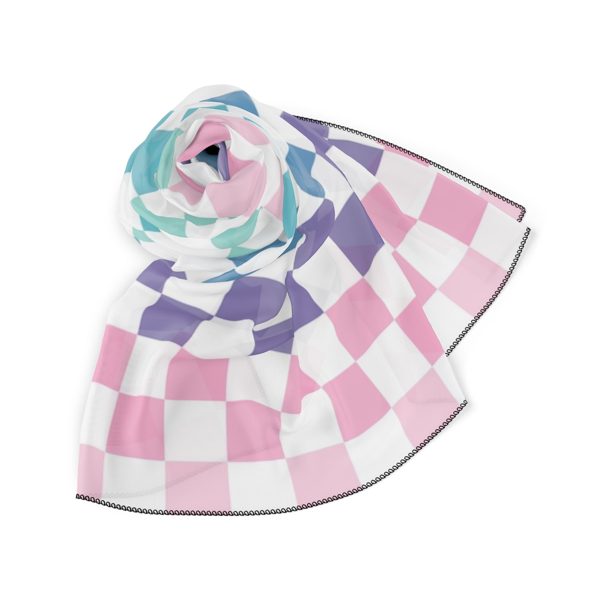 Vaporwave Rainbow  Checkerboard Multi-Color Poly Scarf, Artsulli - Art is Long, Life is Short, Accessories, , , , , , , 