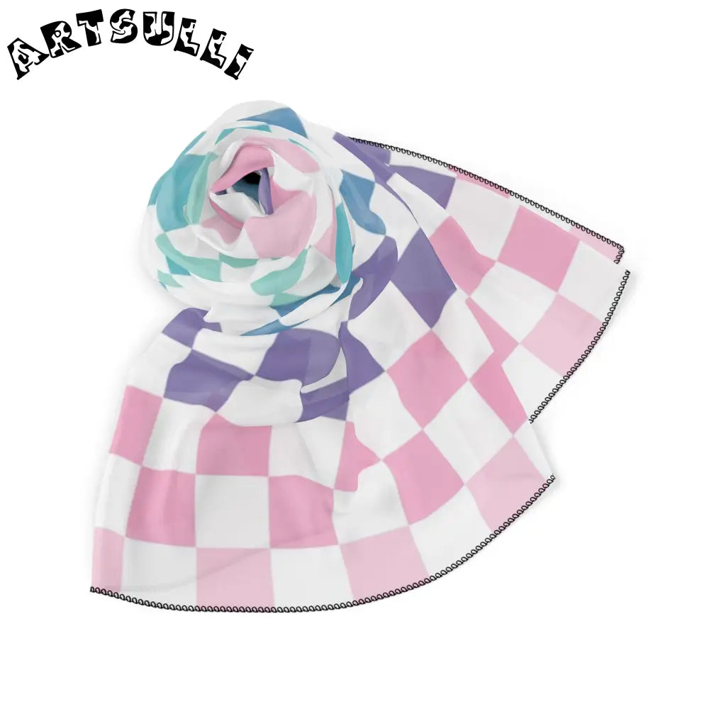JAKKOUTTHEBXX Vaporwave Rainbow Checkerboard Multi-Color Poly Scarf