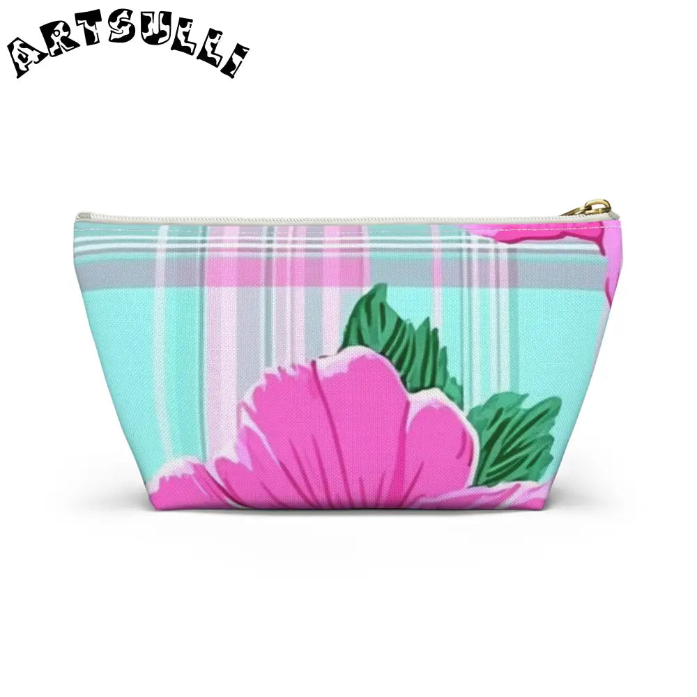 JAKKOUTTHEBXX Pink Floral Art Transferred Cosmetic Pouch