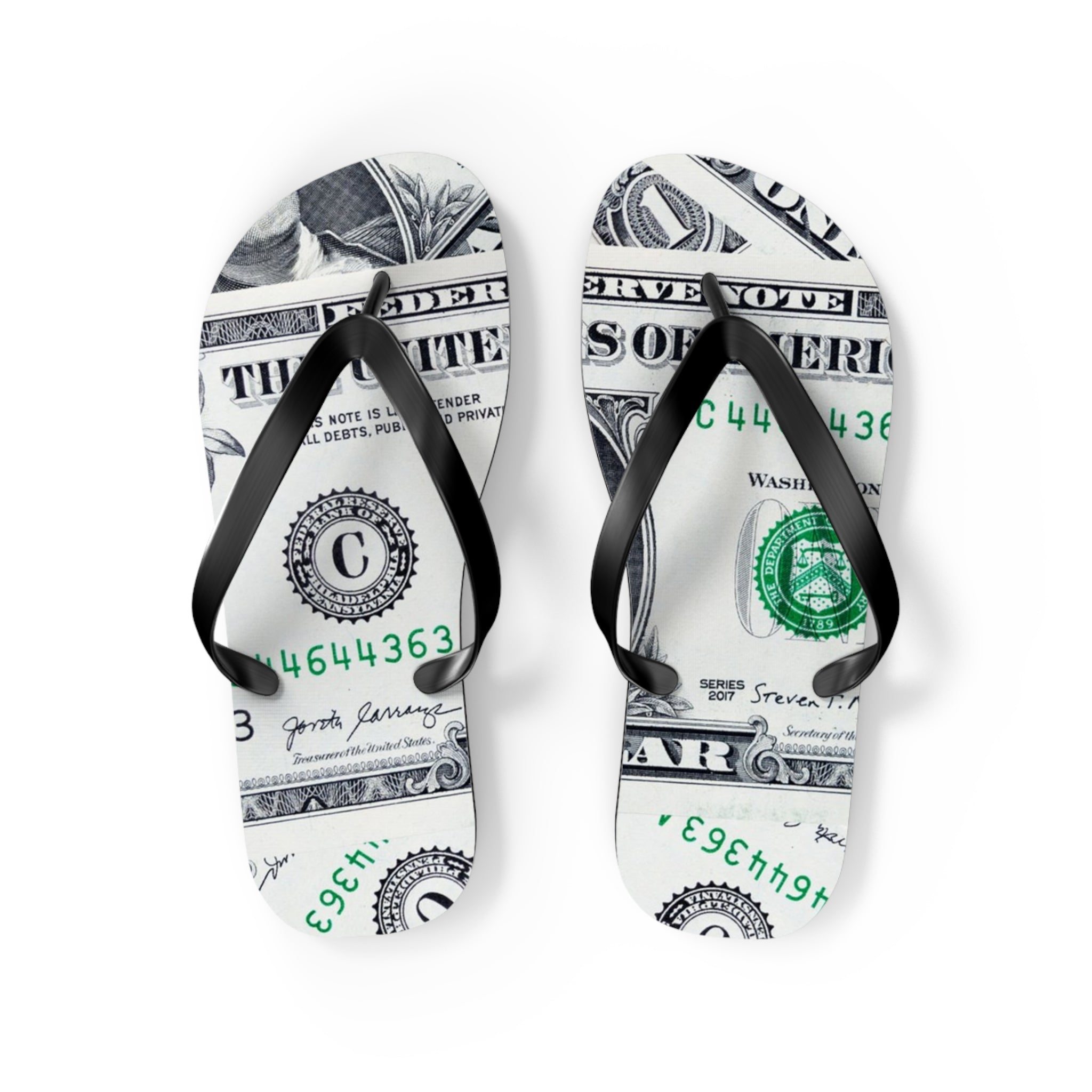 Money Collage Flip Flops, Artsulli - Art is Long, Life is Short, Shoes, Size, M, Color, Black sole, , , 82851598385496
