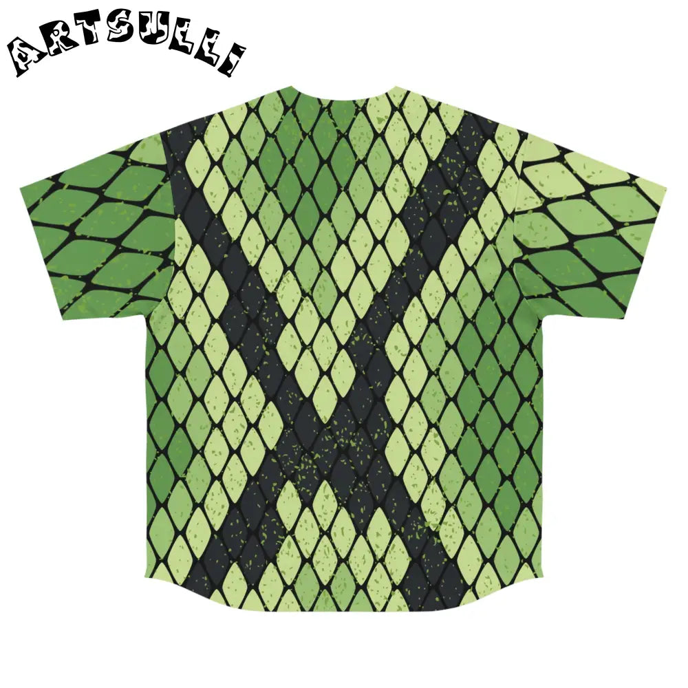JAKKOUTTHEBXX Snake Skin Green and Black Men’s Baseball Jersey (AOP)