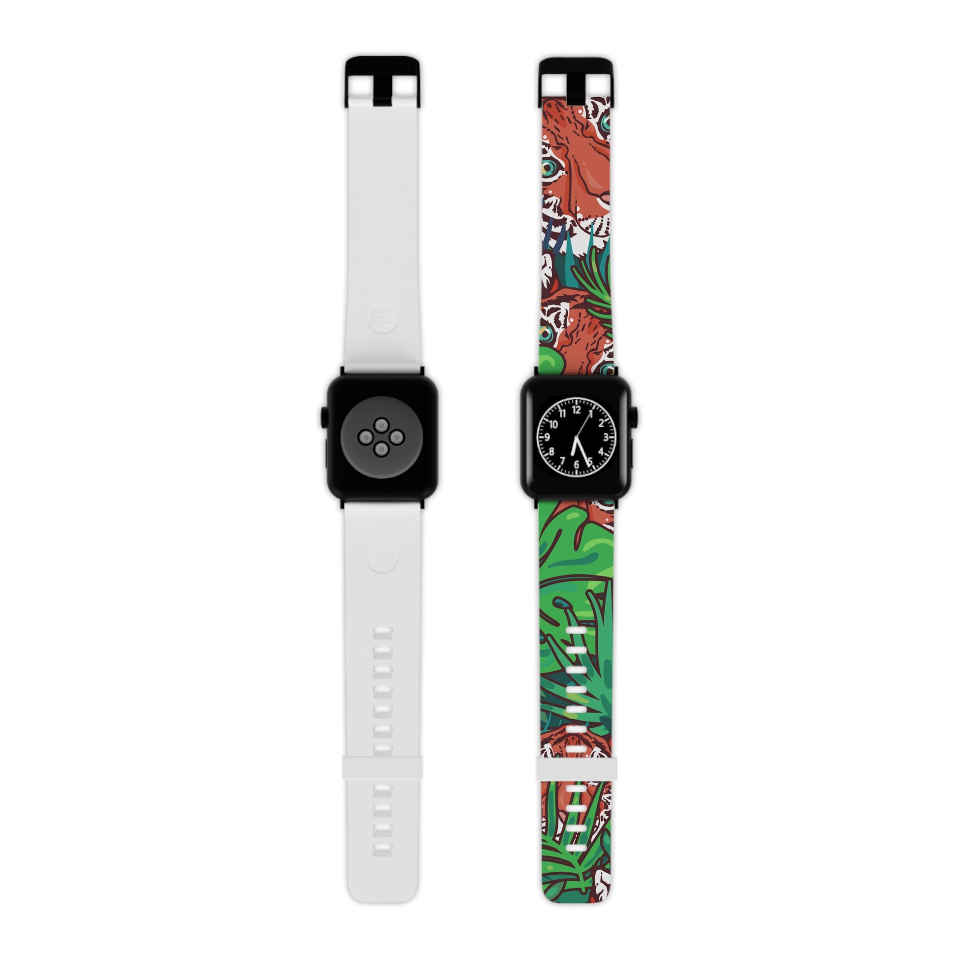 Tropical Jungle Tigers Blue and Green Saturated Jungle Tiger 8K Watch Band for Apple Watch, Artsulli - Art is Long, Life is Short, Accessories, Size, 8'' × 0.75'' / 38 - 40 mm, Color, Black, , , 14320228752744
