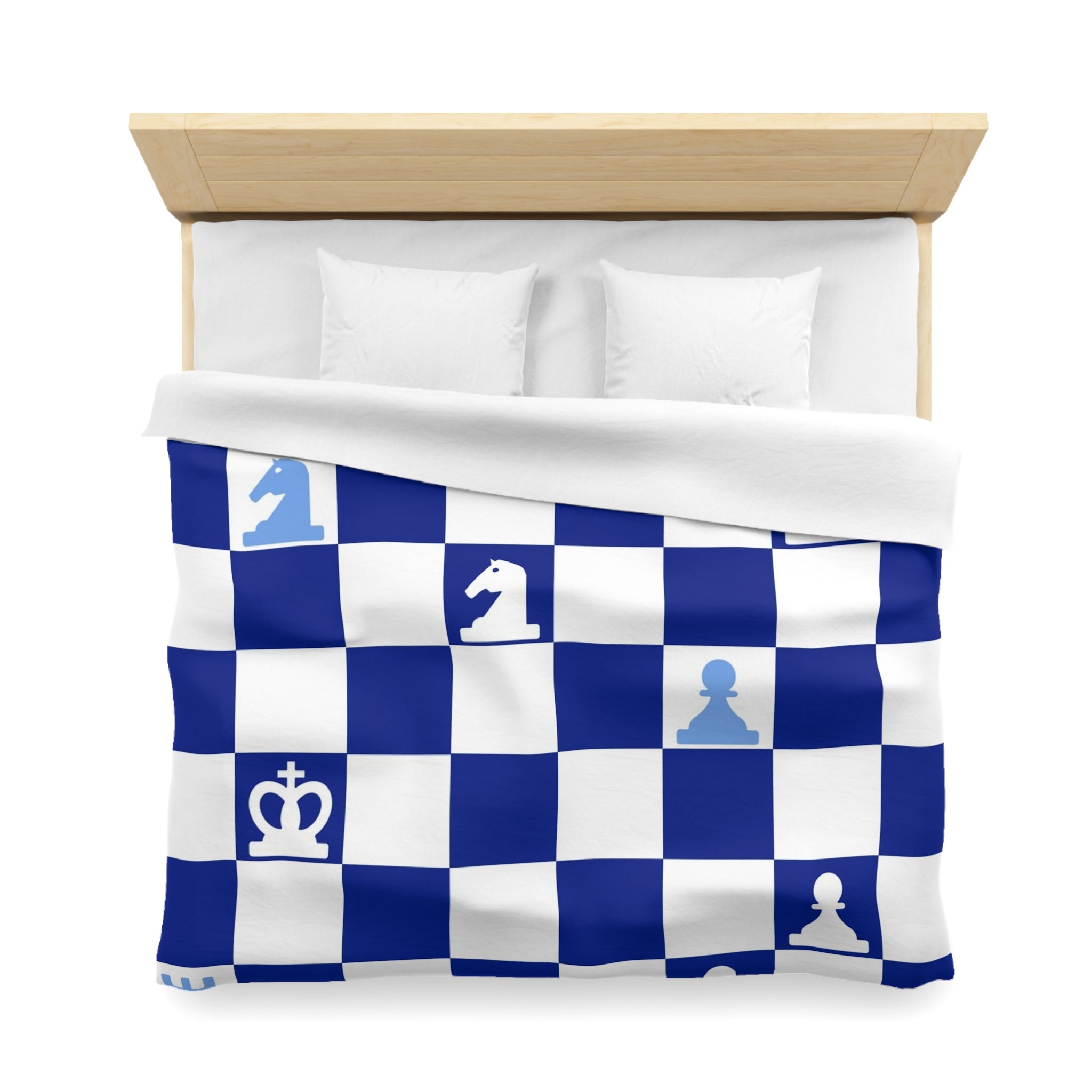 Chessboard Navy Blue Microfiber Duvet Cover, Artsulli - Art is Long, Life is Short, Home Decor, , , , , , , 