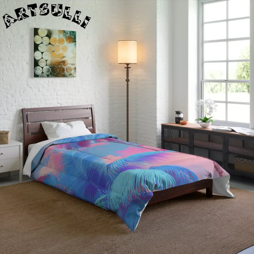 JAKKOUTTHEBXX Ethereal Pastel Palms Comforter JAKKOUTTHEBXX Artsulli