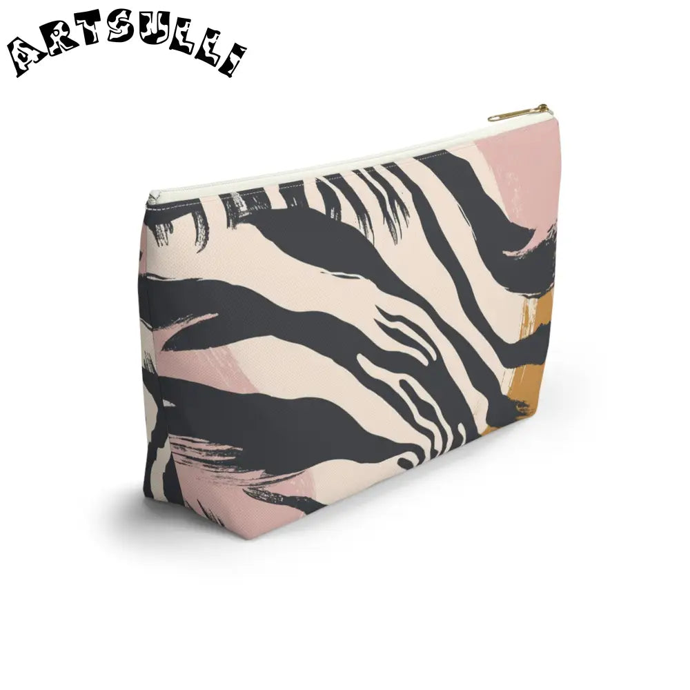 JAKKOUTTHEBXX Zebra Stripe And Brushstroke Cosmetic Pouch In Pink