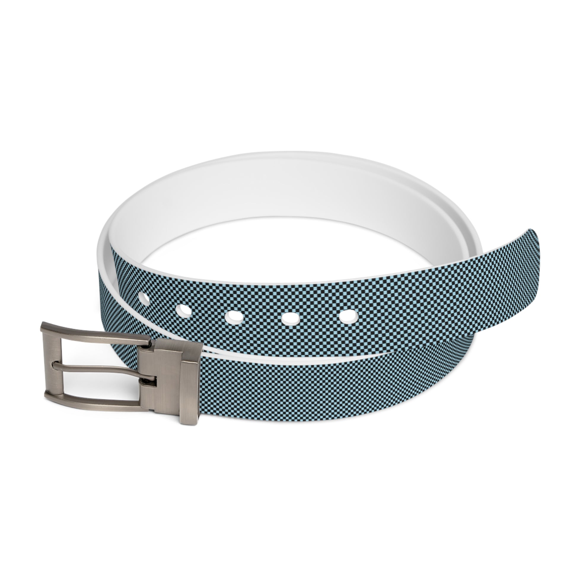 Checkerboard Black and Blue Belt, Artsulli - Art is Long, Life is Short, Accessories, Material, Gun Metal, Size, 50'', , , 61365941718681421668