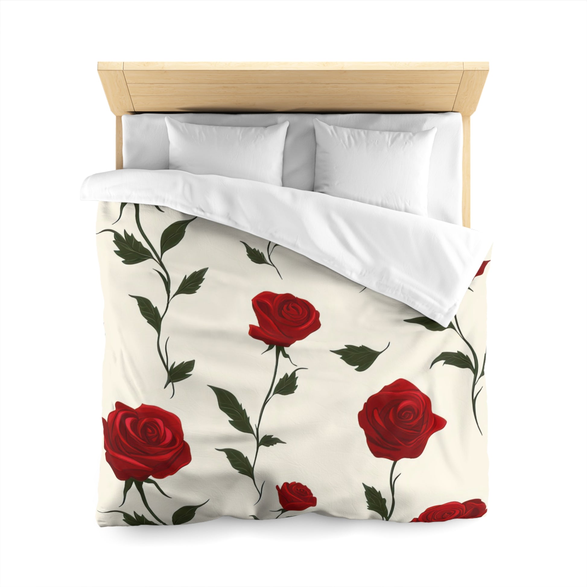 Red Roses Microfiber Duvet Cover, Artsulli - Art is Long, Life is Short, Home Decor, , , , , , , 