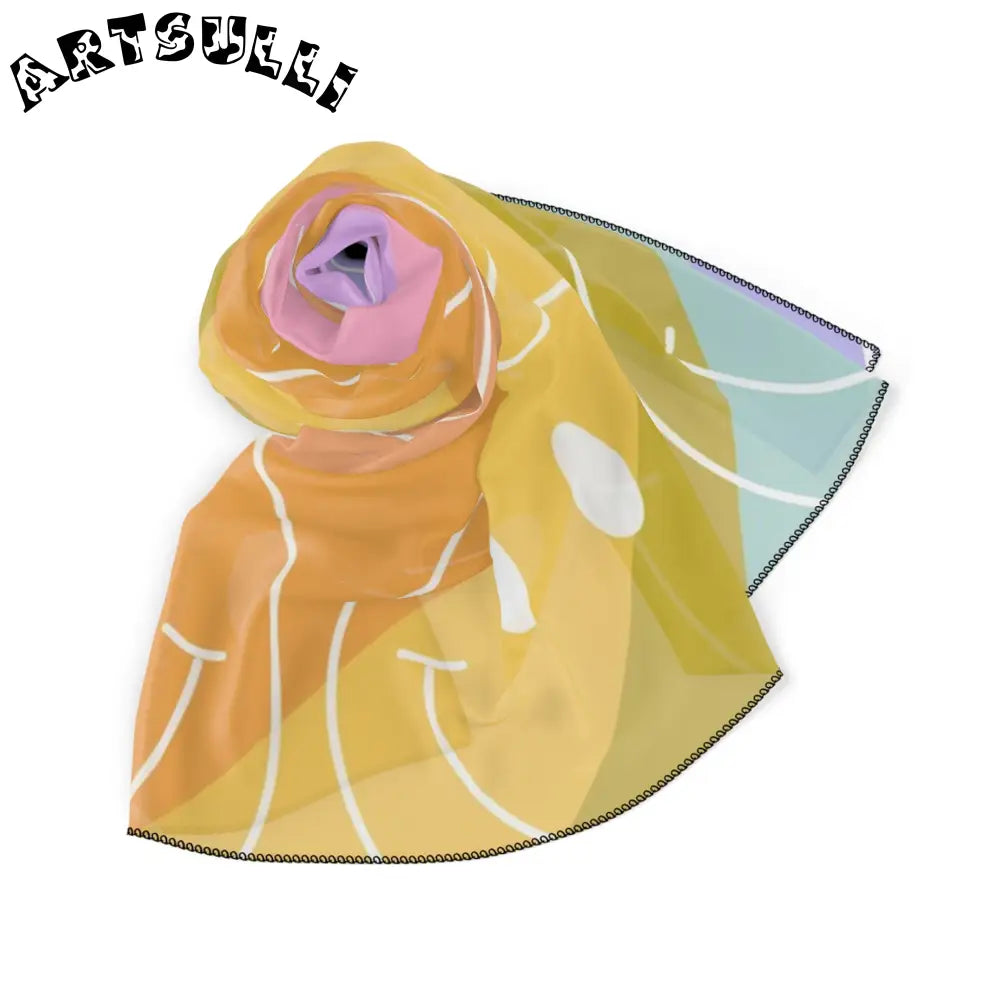 JAKKOUTTHEBXX Smiley Face x Rainbow Stripes Multi-Color Poly Scarf