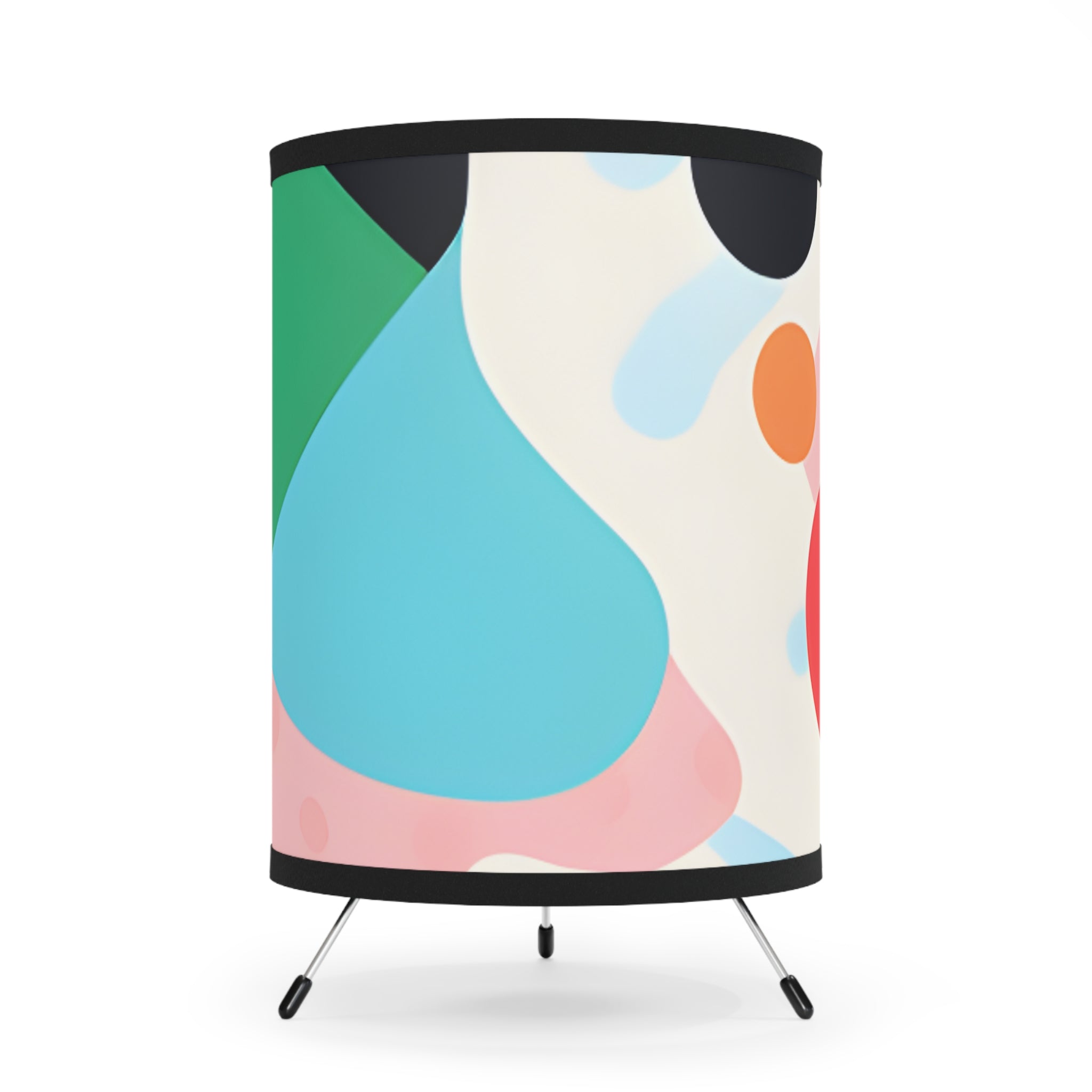 Colorful Abstract Shapes Surreal Tripod Lamp with High-Res Printed Shade, US\CA plug, Artsulli - Art is Long, Life is Short, Home Decor, Size, One size, Color, Black, , , 27825808292642