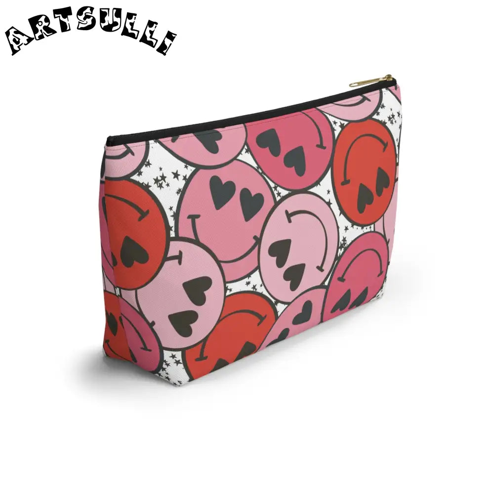 JAKKOUTTHEBXX Smiley Face x Heart Eyes Red and Pink cessory Pouch w