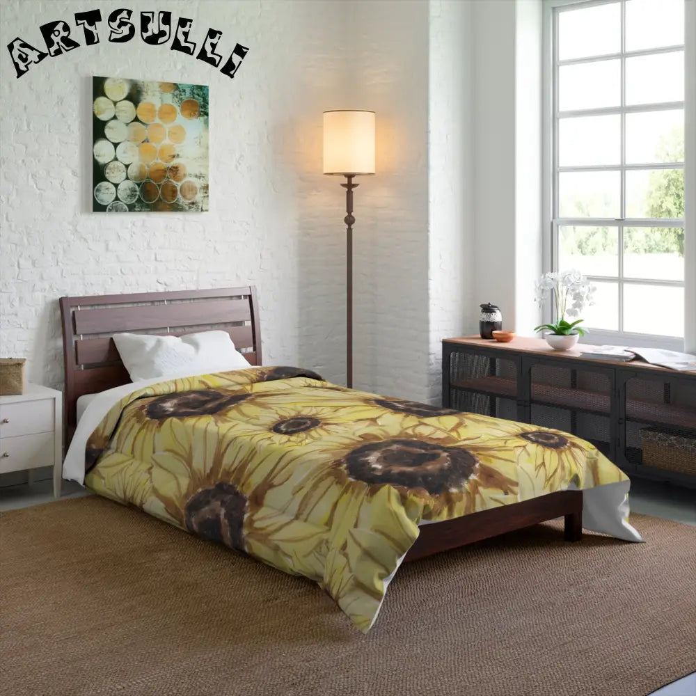 JAKKOUTTHEBXX Retro Anime Sunflower Comforter JAKKOUTTHEBXX Artsulli
