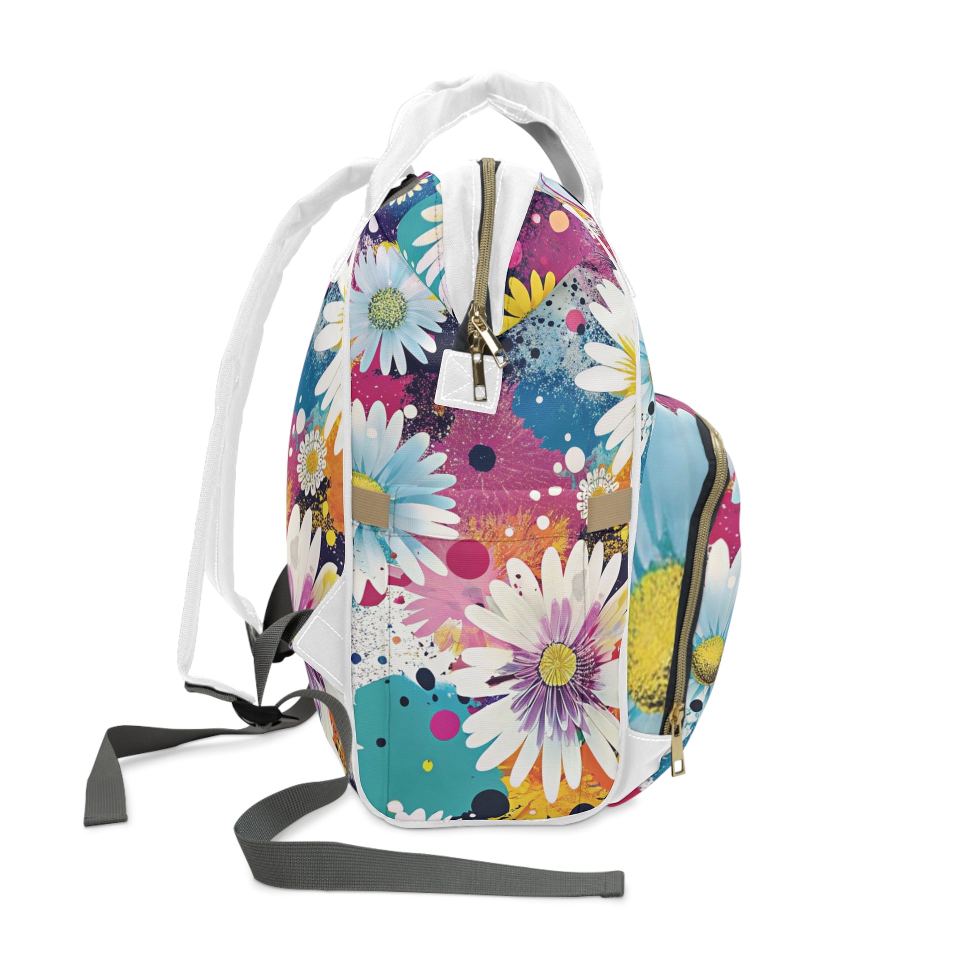 Magical Flower Explosion Multi-Color Multifunctional Diaper Backpack, Artsulli - Art is Long, Life is Short, Bags, , , , , , , 
