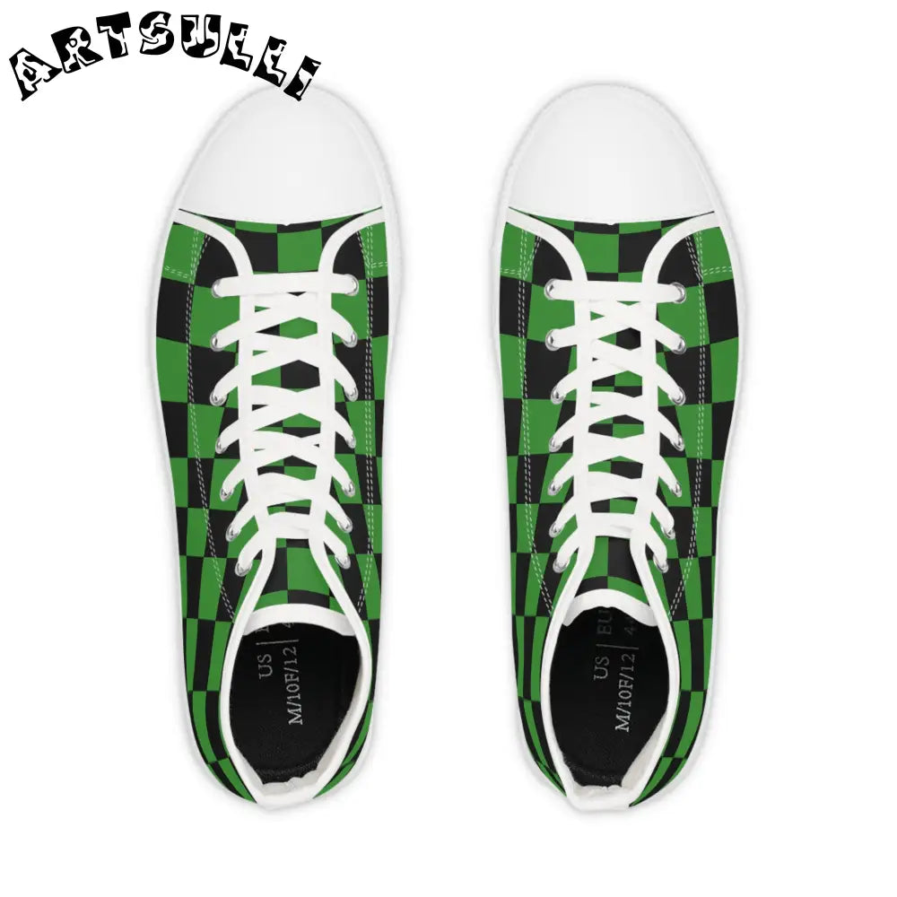 JAKKOUTTHEBXX Checkerboard Green and Black Men’s High Top Sneakers