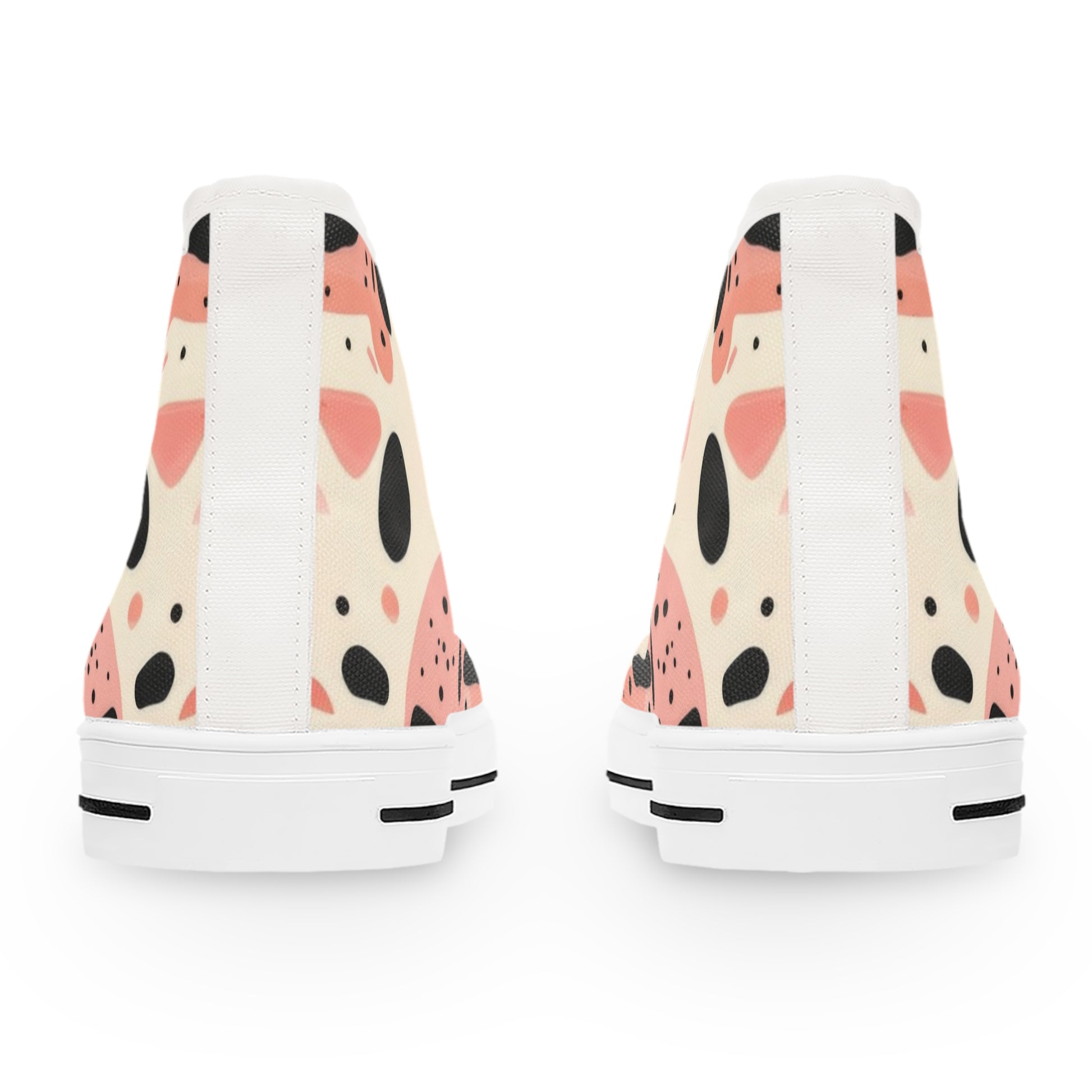 Organic Cow Print Cream and Pink Women's High Top Sneakers, Artsulli - Art is Long, Life is Short, Shoes, , , , , , , 