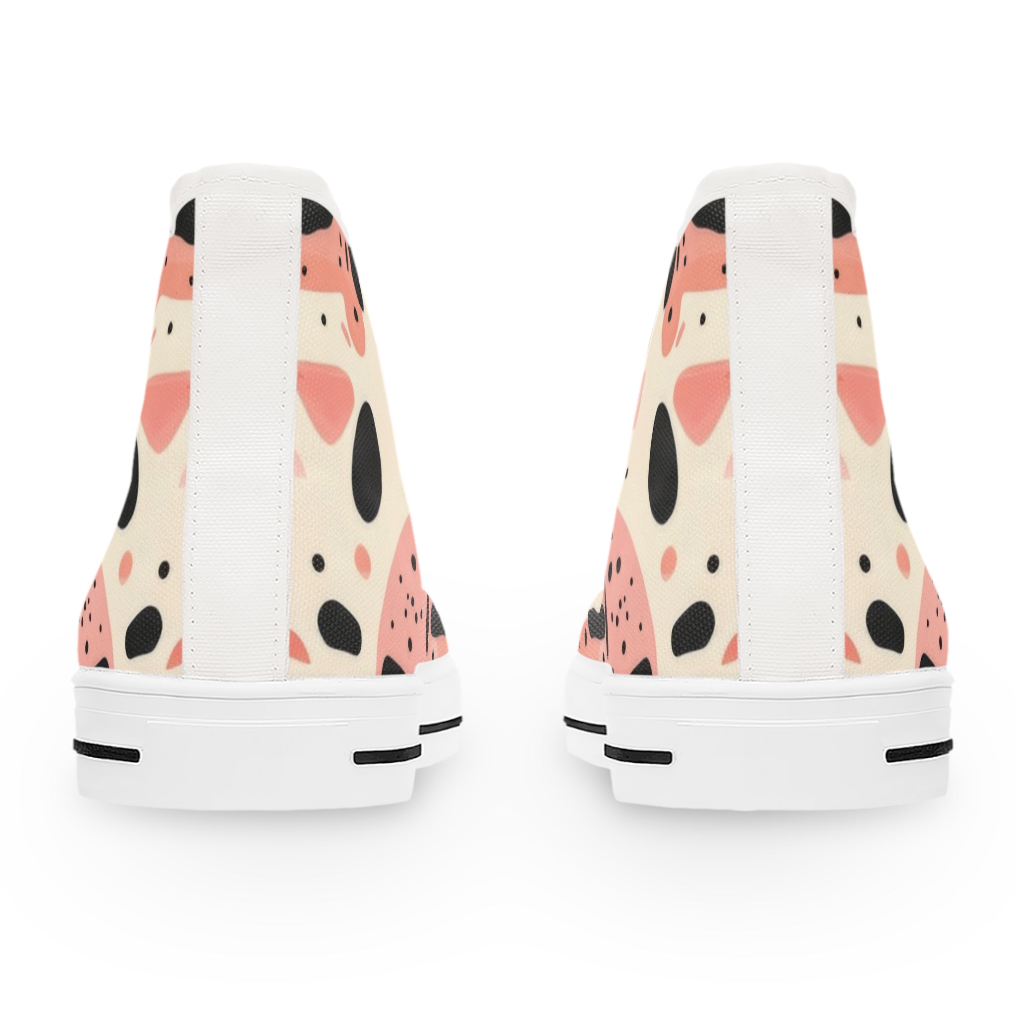 Organic Cow Print Cream and Pink Women's High Top Sneakers, Artsulli - Art is Long, Life is Short, Shoes, , , , , , , 