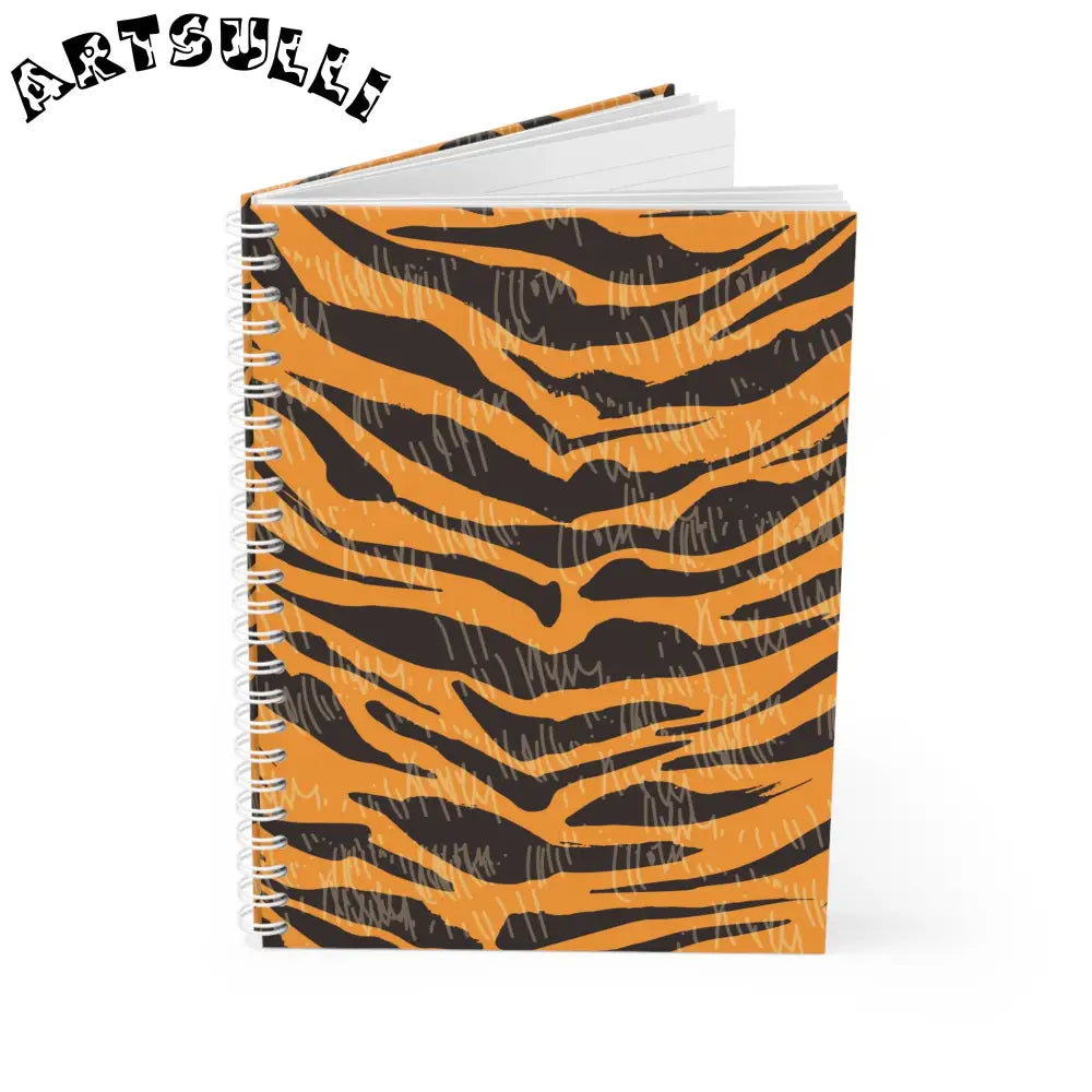 JAKKOUTTHEBXX Tiger Scratches Orange & Black Spiral Notebook