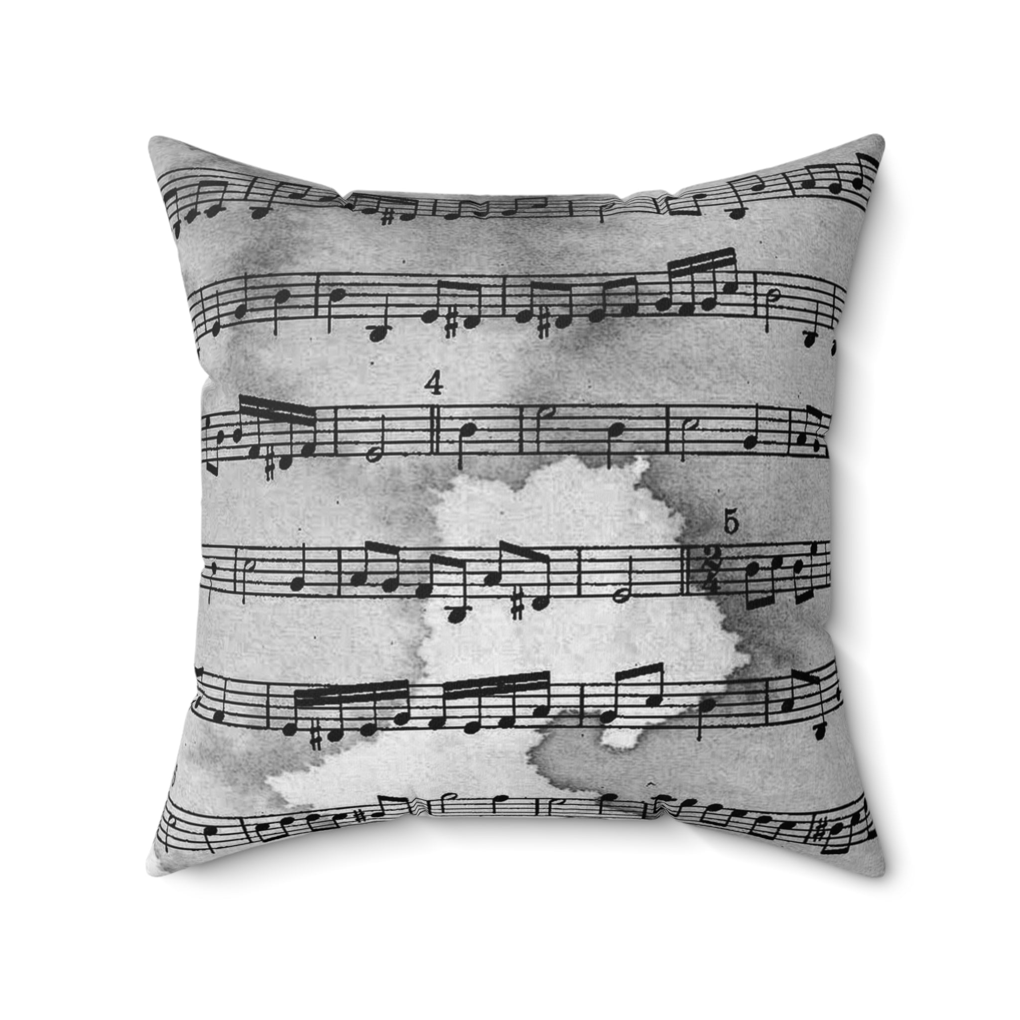 Drip Spill Type Beat Sheet Music Black Spun Polyester Square Pillow, Artsulli - Art is Long, Life is Short, Home Decor, Size, 20" × 20", , , , , 28163387695594099225