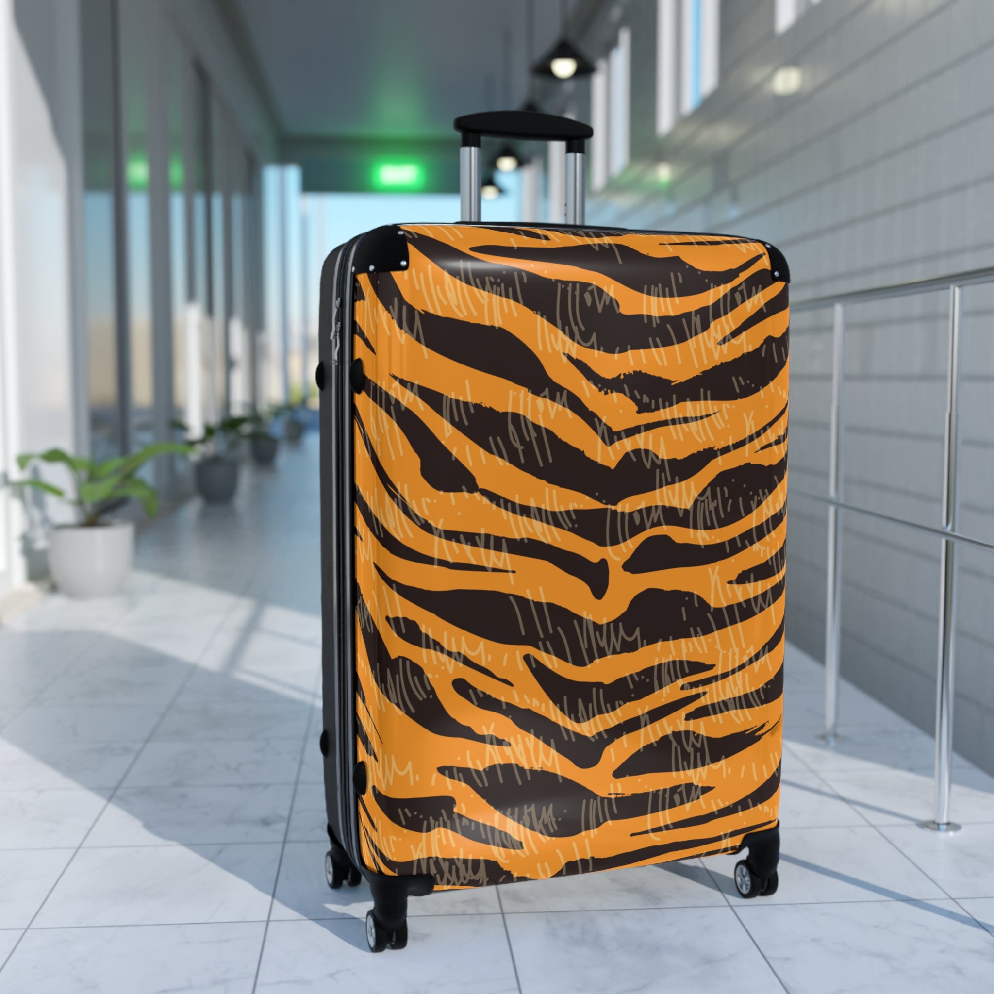 Tiger Scratches Orange & Black Suitcase, Artsulli - Art is Long, Life is Short, Bags, , , , , , , 