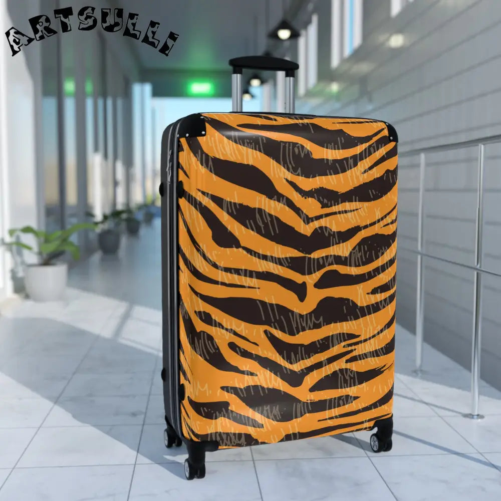 JAKKOUTTHEBXX Tiger Scratches Orange & Black Suitcase JAKKOUTTHEBXX