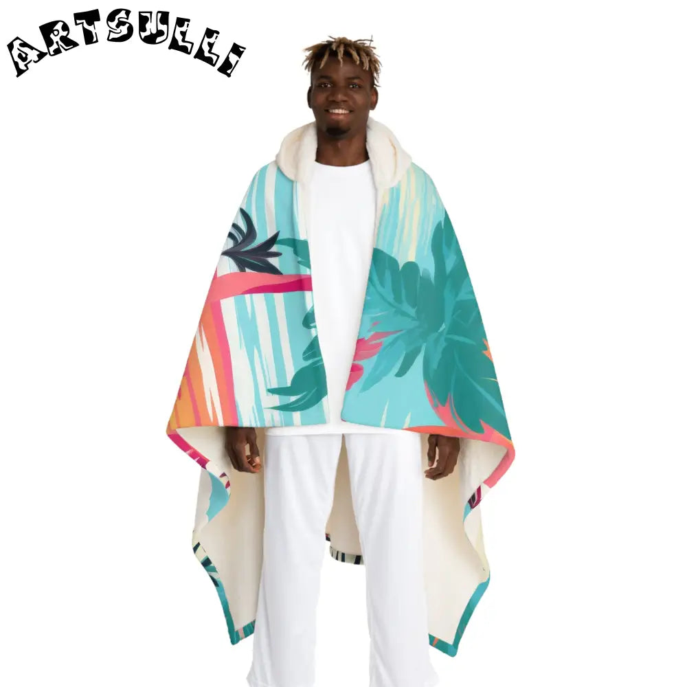 Afshar Island Dream Hooded Sherpa Fleece Blanket, Artsulli - Art is Long, Life is Short, All Over Prints, Size, One size, Color, Cream, , , 62083501832546201458