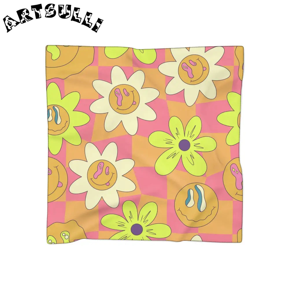 JAKKOUTTHEBXX Trippy Sour Face Rave Poly Scarf JAKKOUTTHEBXX