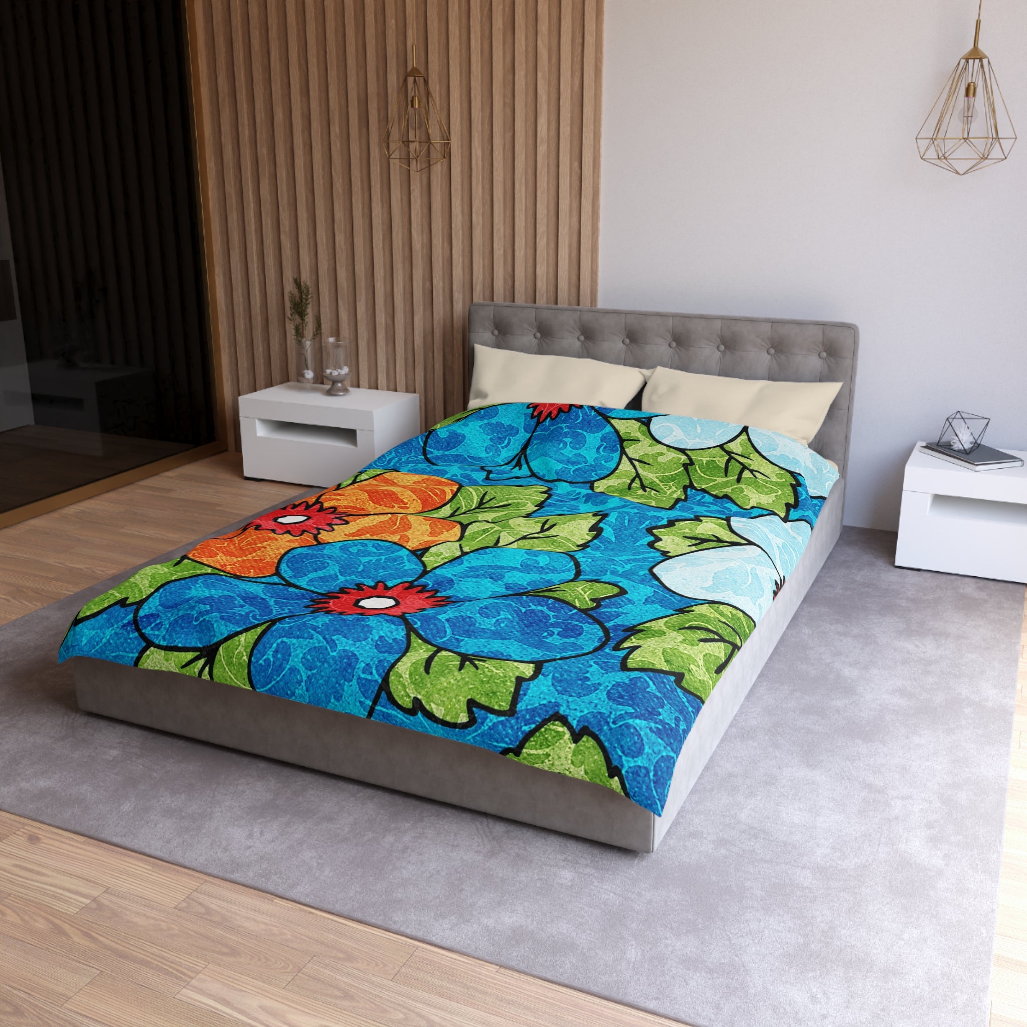 Blue Orange Groovy Microfiber Duvet Cover, Artsulli - Art is Long, Life is Short, Home Decor, , , , , , , 