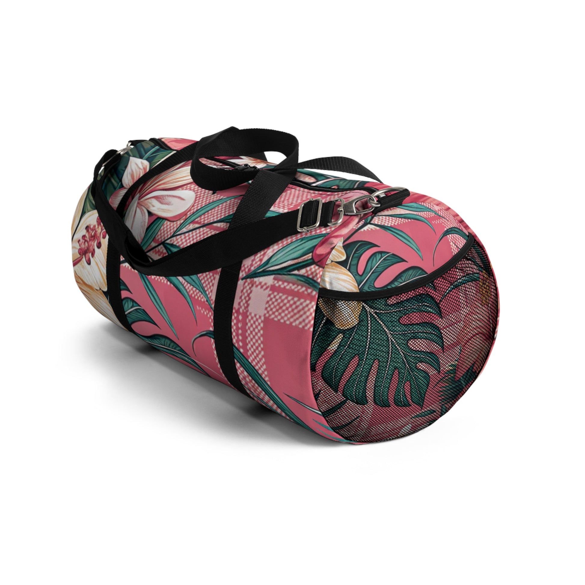 Plaid x Floral Burgundy and Green Duffel Bag, Artsulli - Art is Long, Life is Short, Bags, , , , , , , 