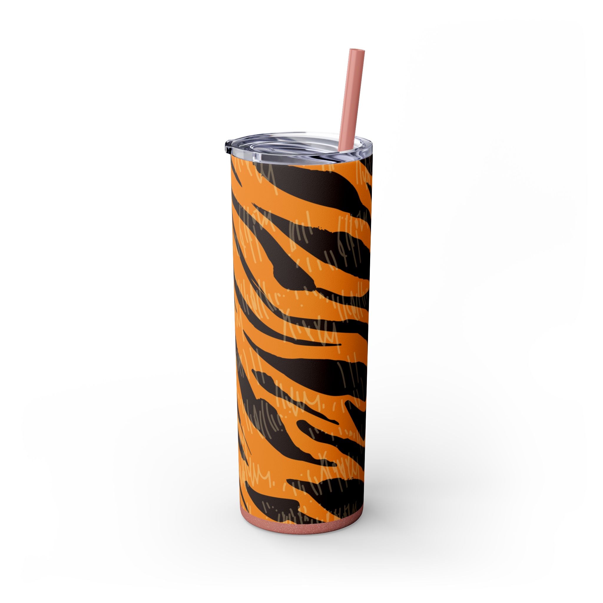 Tiger Scratches Orange & Black Skinny Tumbler with Straw, 20oz, Artsulli - Art is Long, Life is Short, Mug, , , , , , , 