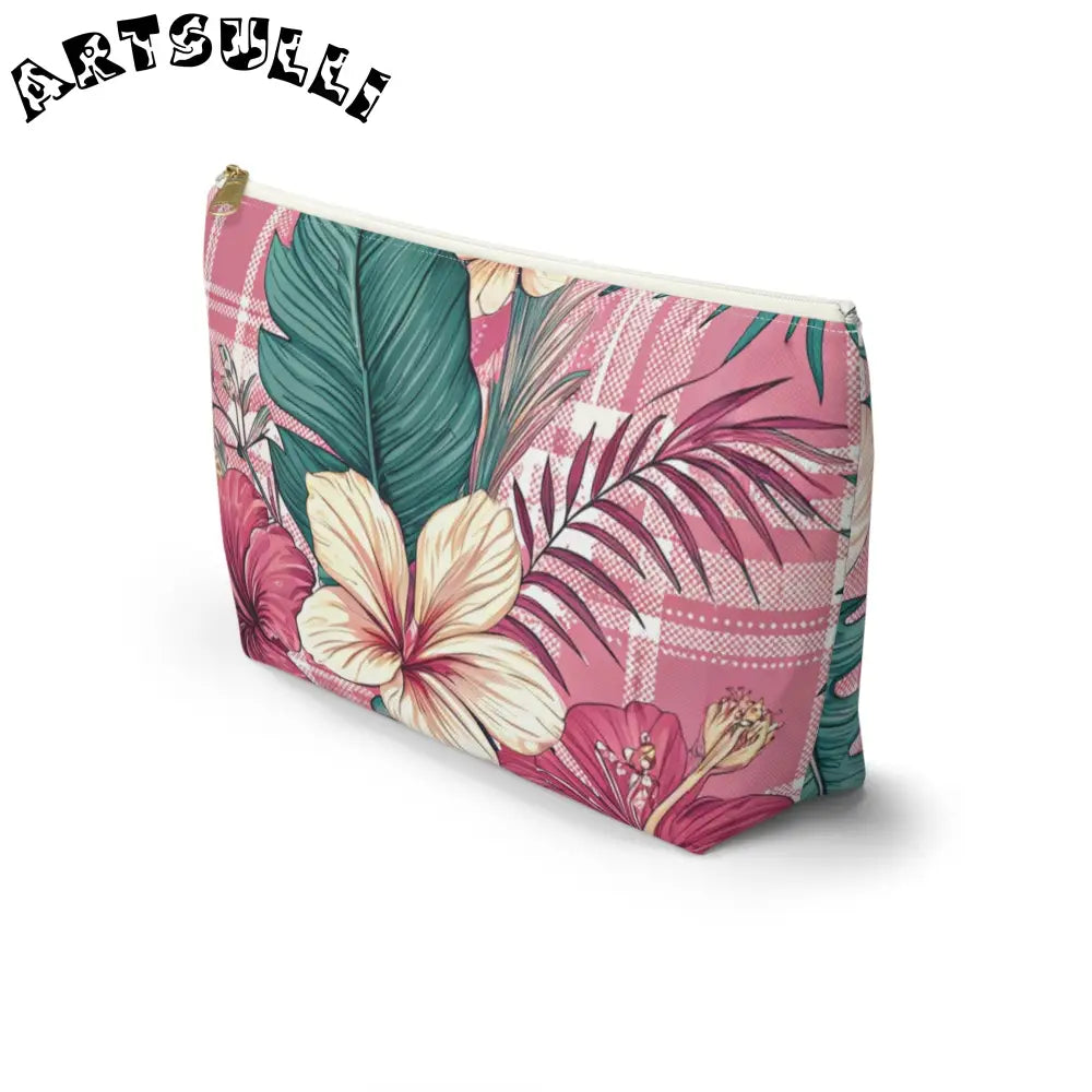 JAKKOUTTHEBXX Plaid x Floral Burgundy and Green Accessory Pouch w
